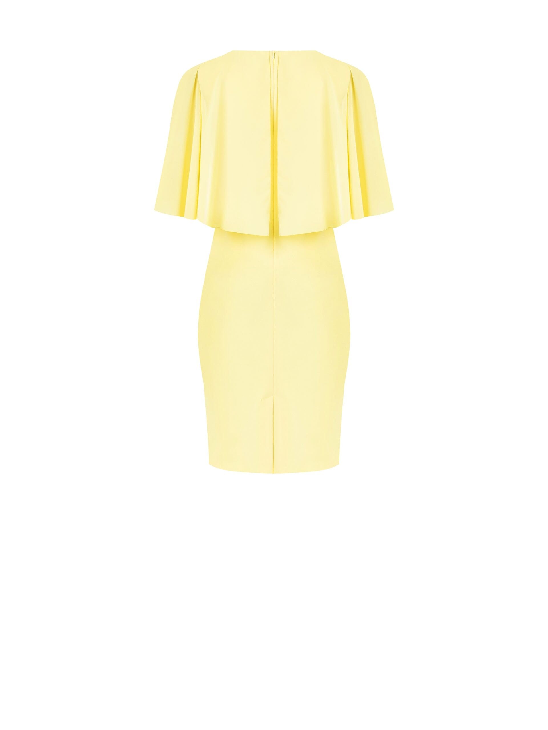 Abito Corto In Scuba Crepe Con Maniche A Mantella E Volant In Georgette Rinascimento