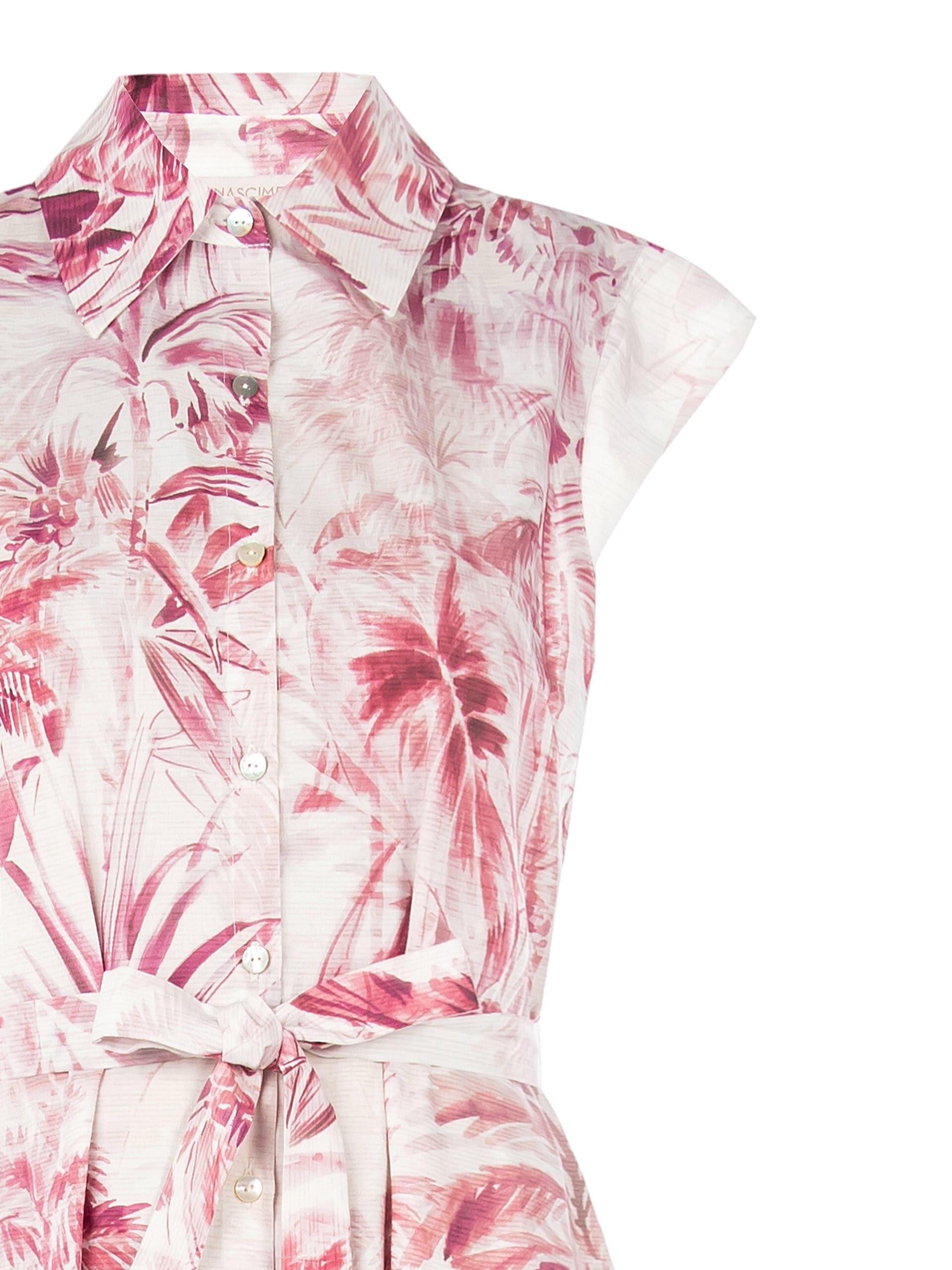 Abito Lungo Chemisier In Cotone Con Cintura Coordinata Rinascimento