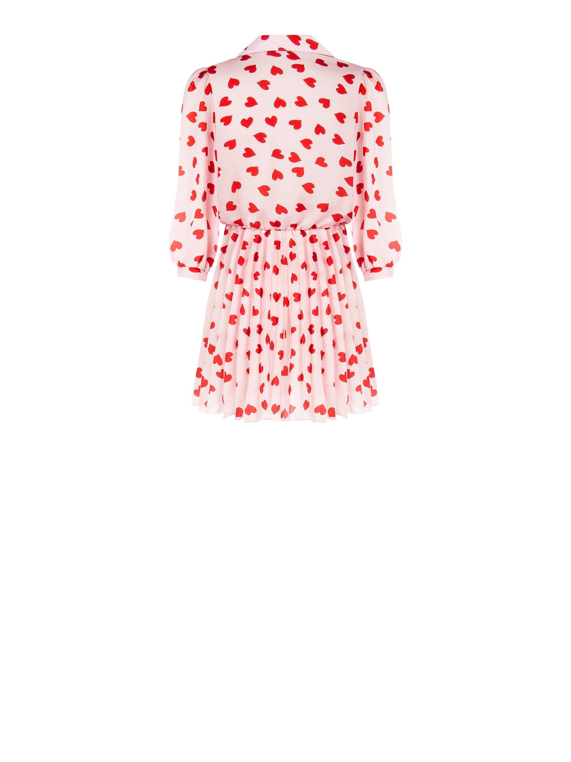 Abito Corto Chemisier In Raso Plissé A Cuori Con Scollo Incrociato Rinascimento