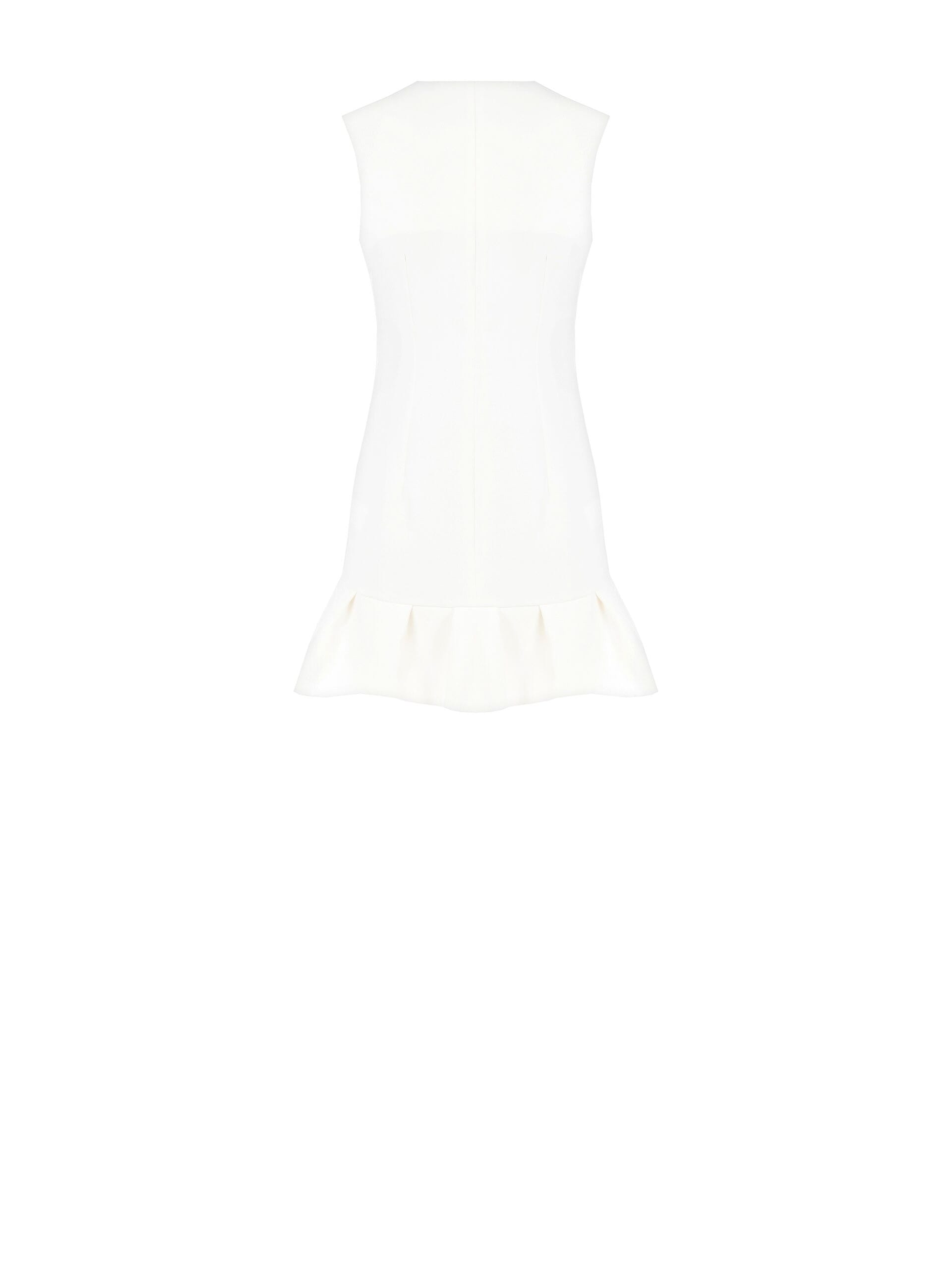 Abito Corto A Palloncino In Tessuto Bi-Stretch Con Bottoni Tono Su Tono E Scollo A V Rinascimento