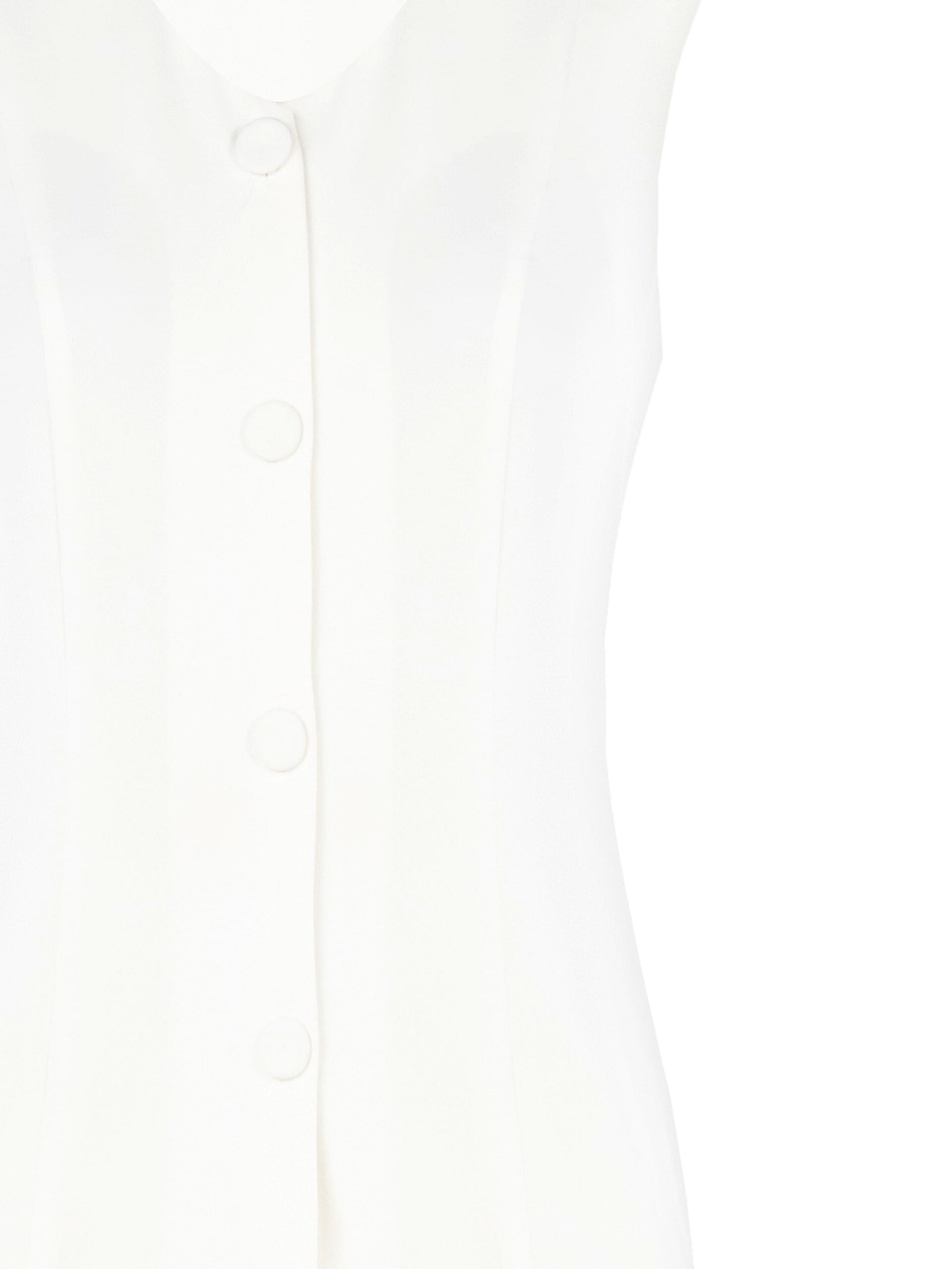 Abito Corto A Palloncino In Tessuto Bi-Stretch Con Bottoni Tono Su Tono E Scollo A V Rinascimento