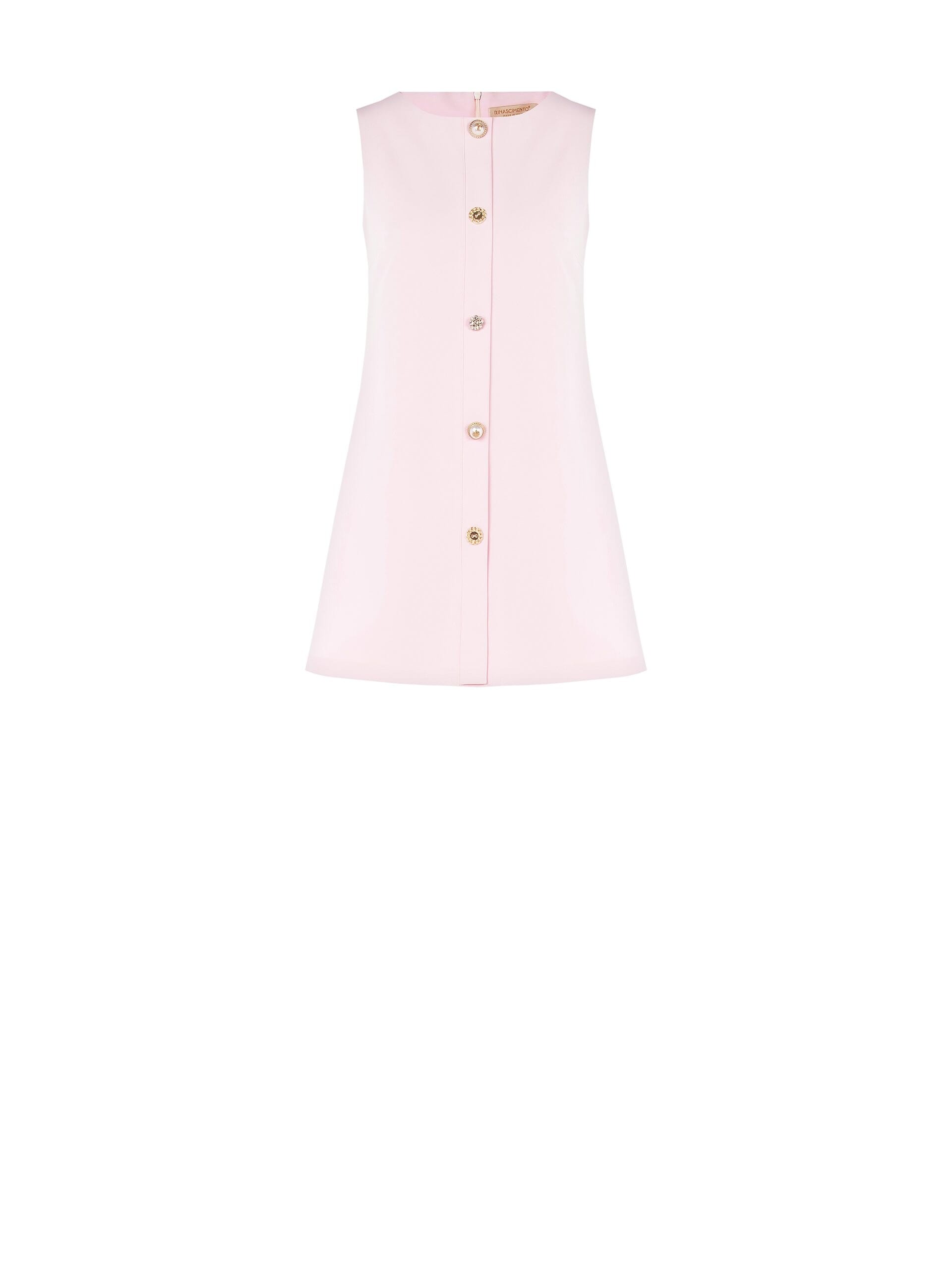 Abito Corto A Trapezio In Tessuto Bi-Stretch Con Bottoni Gioiello Assortiti Rinascimento