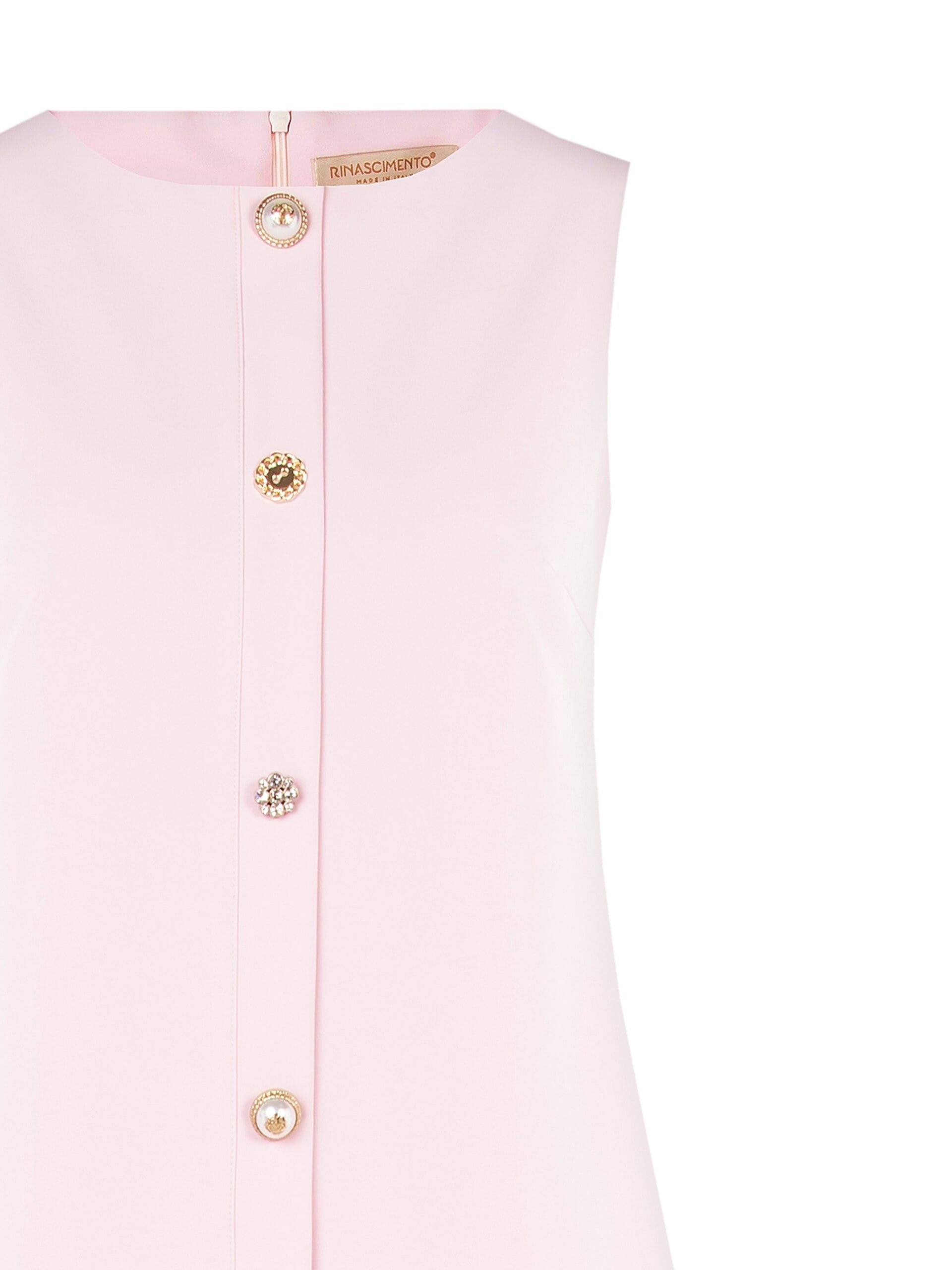 Abito Corto A Trapezio In Tessuto Bi-Stretch Con Bottoni Gioiello Assortiti Rinascimento