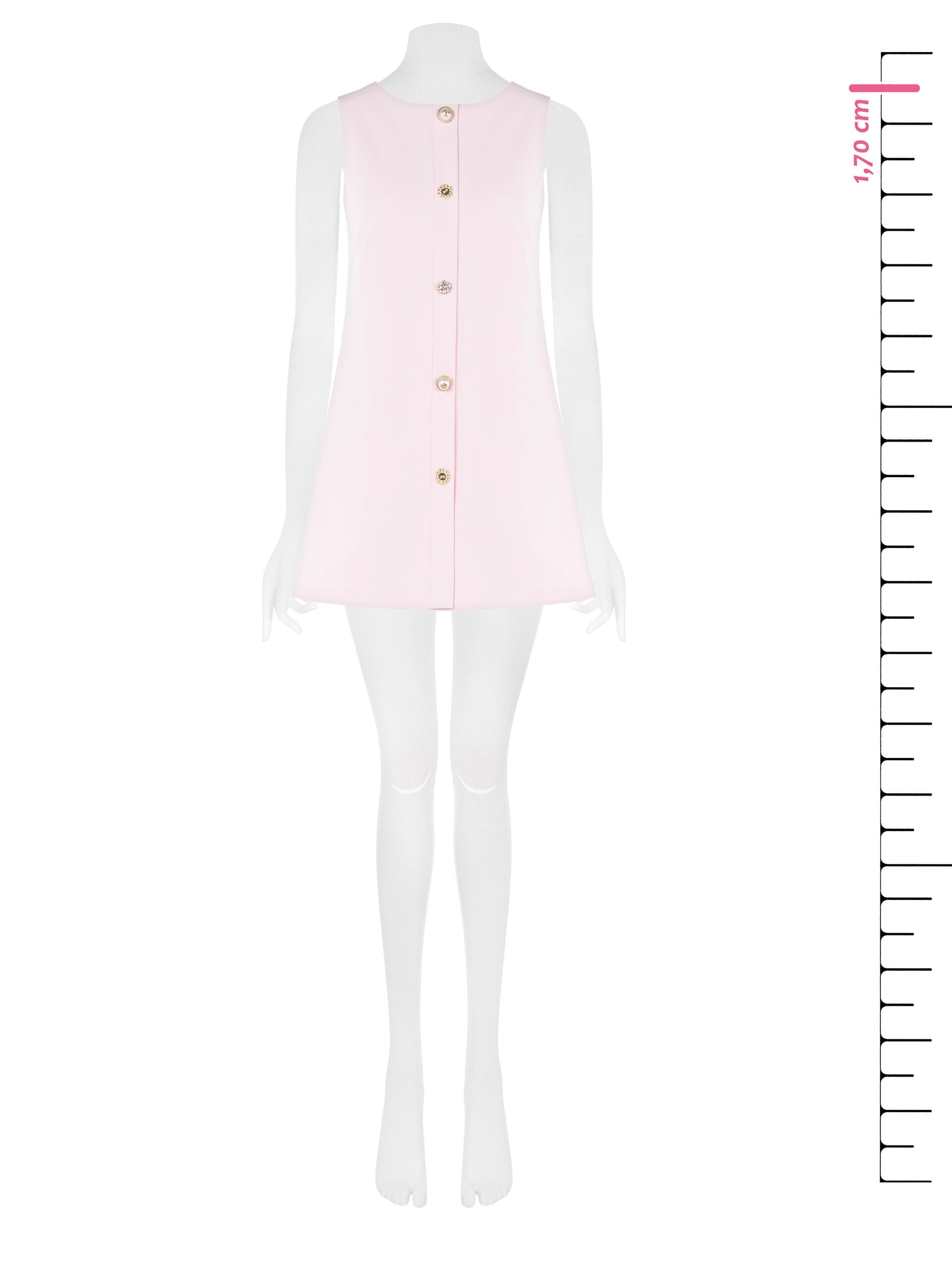 Abito Corto A Trapezio In Tessuto Bi-Stretch Con Bottoni Gioiello Assortiti Rinascimento