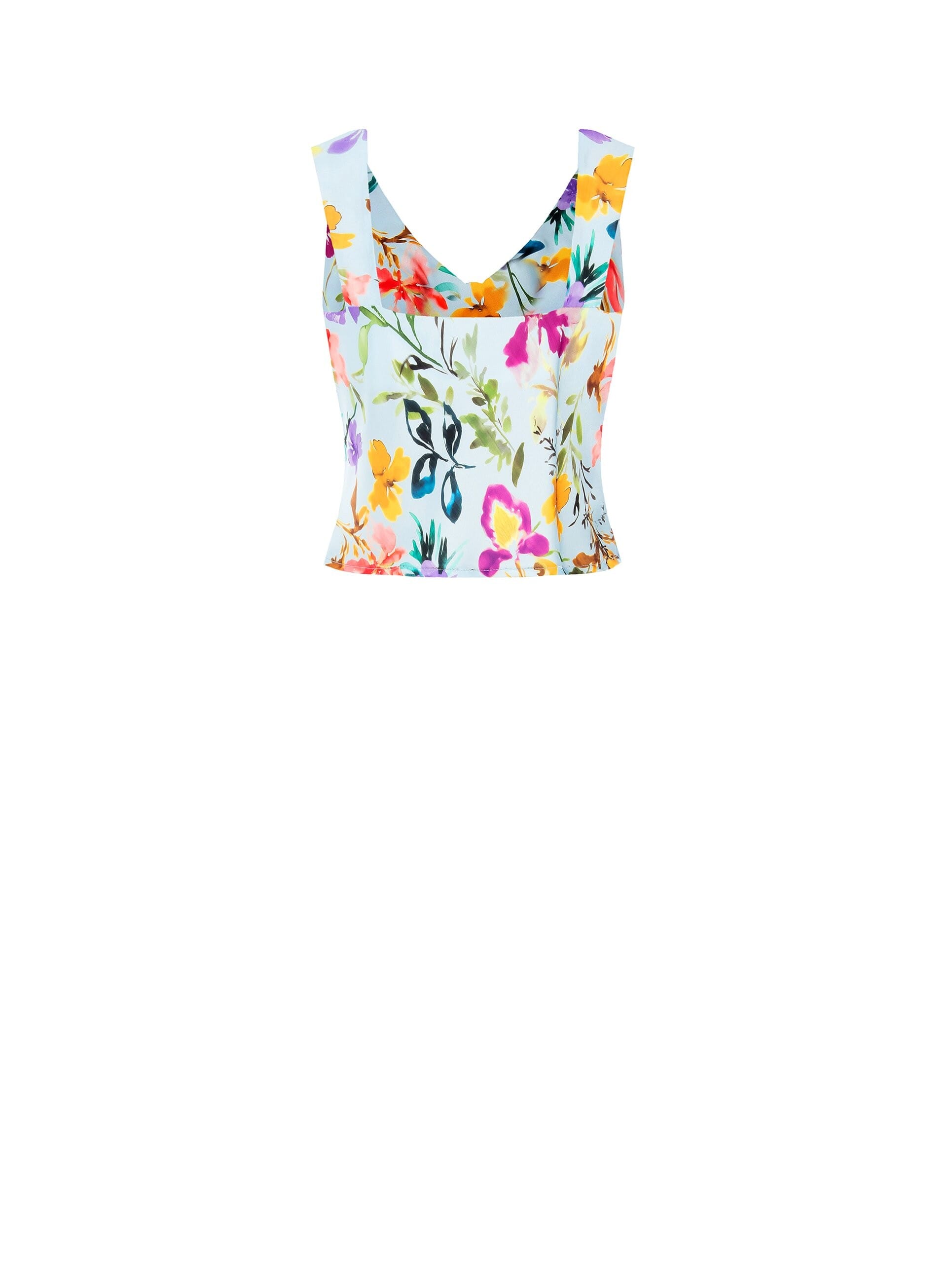 Crop Top In Raso A Fiori Con Scollo A V Annodato Rinascimento
