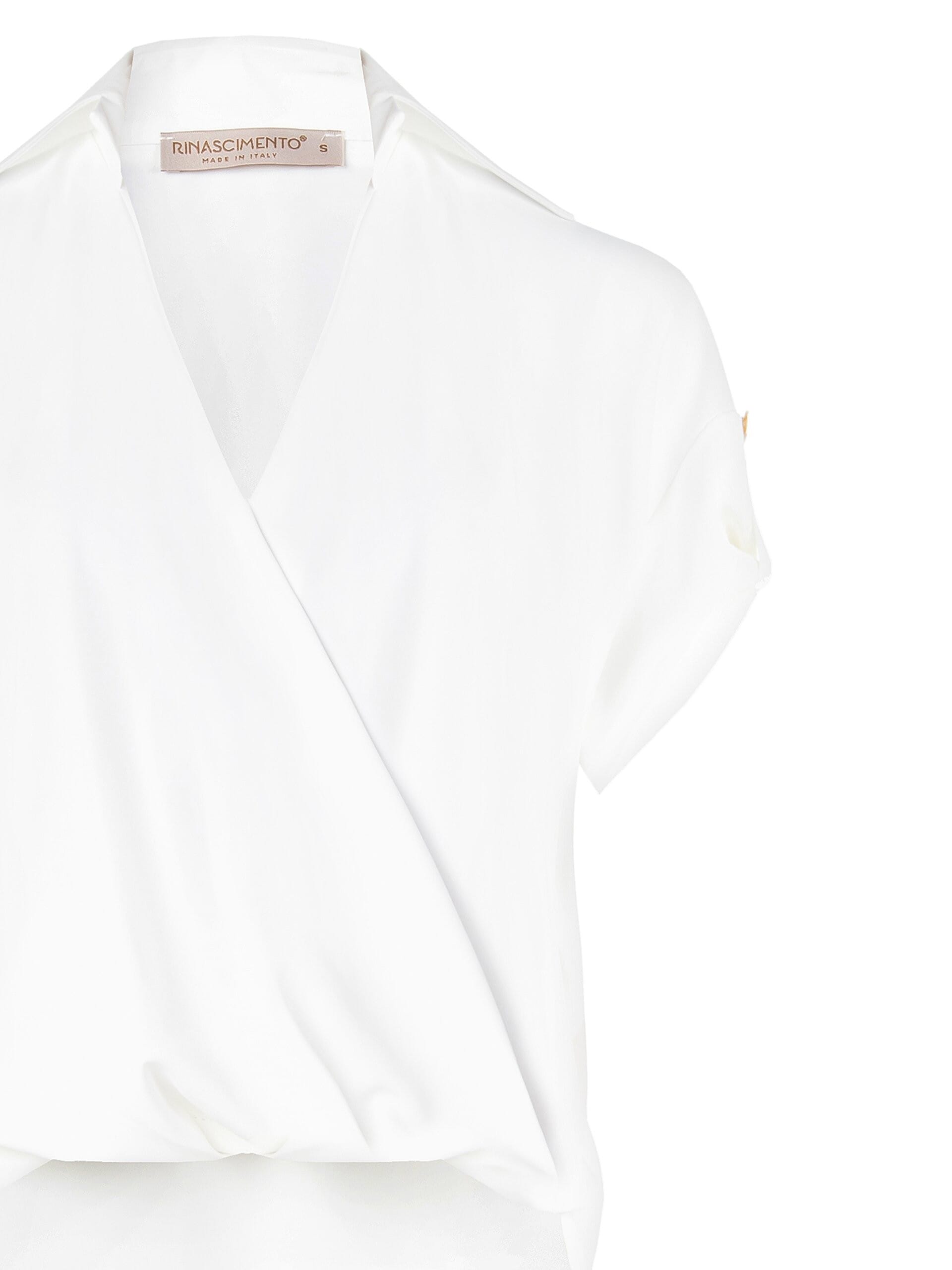 Blusa A Palloncino Asimmetrica In Raso Con Scollo Incrociato Rinascimento