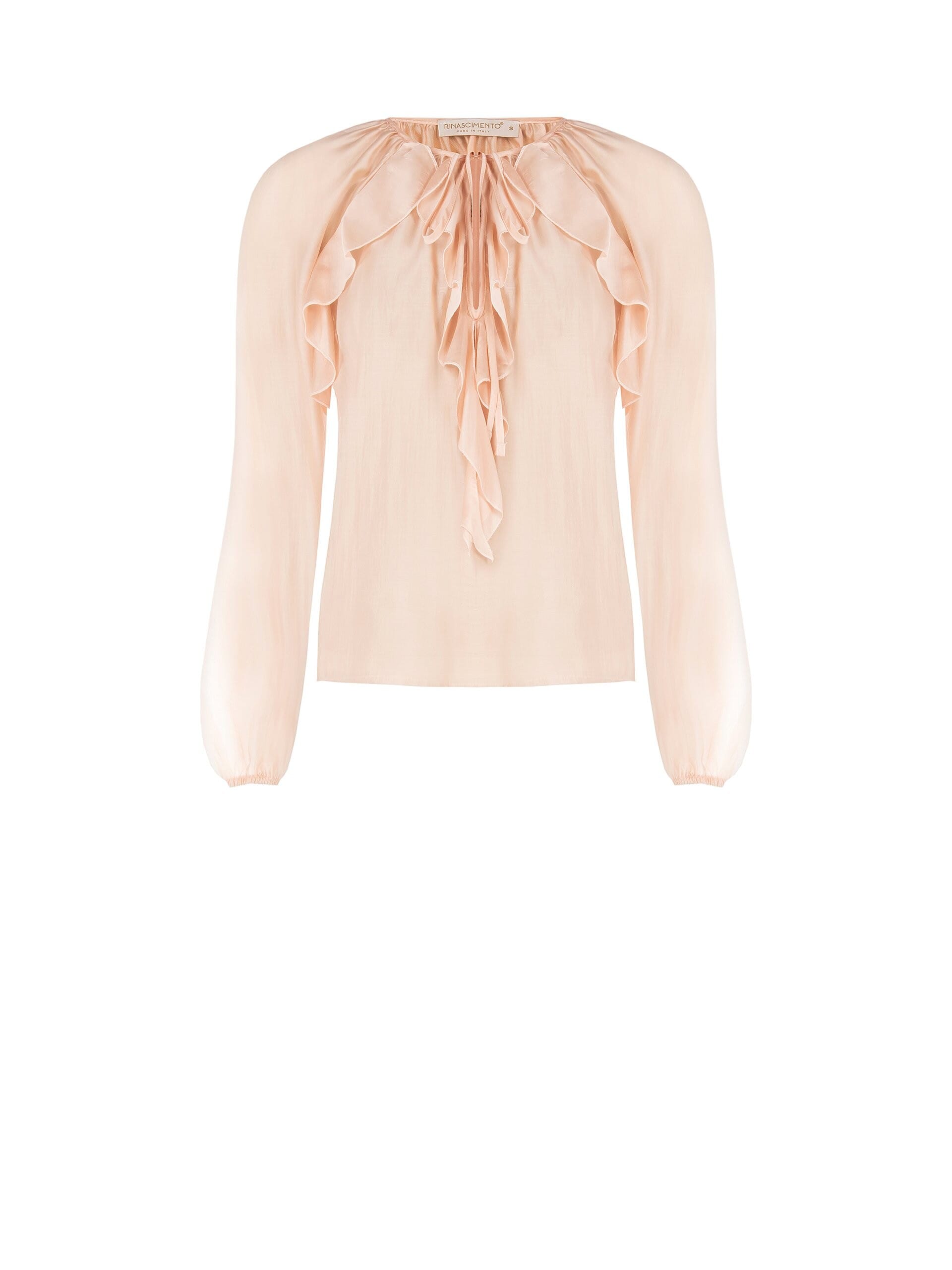 Blusa In Tessuto Leggero Semitrasparente Con Volant Rinascimento