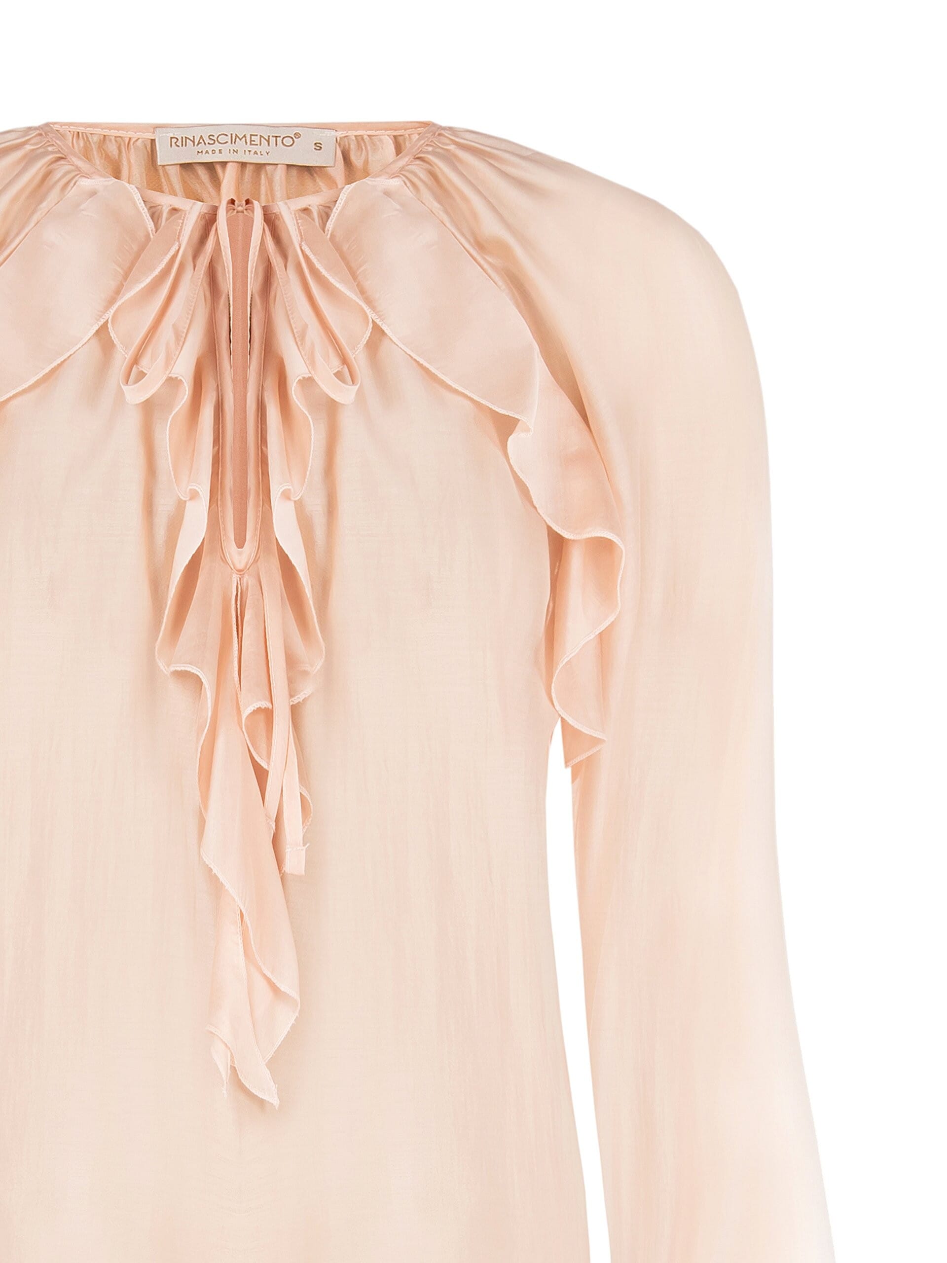 Blusa In Tessuto Leggero Semitrasparente Con Volant Rinascimento