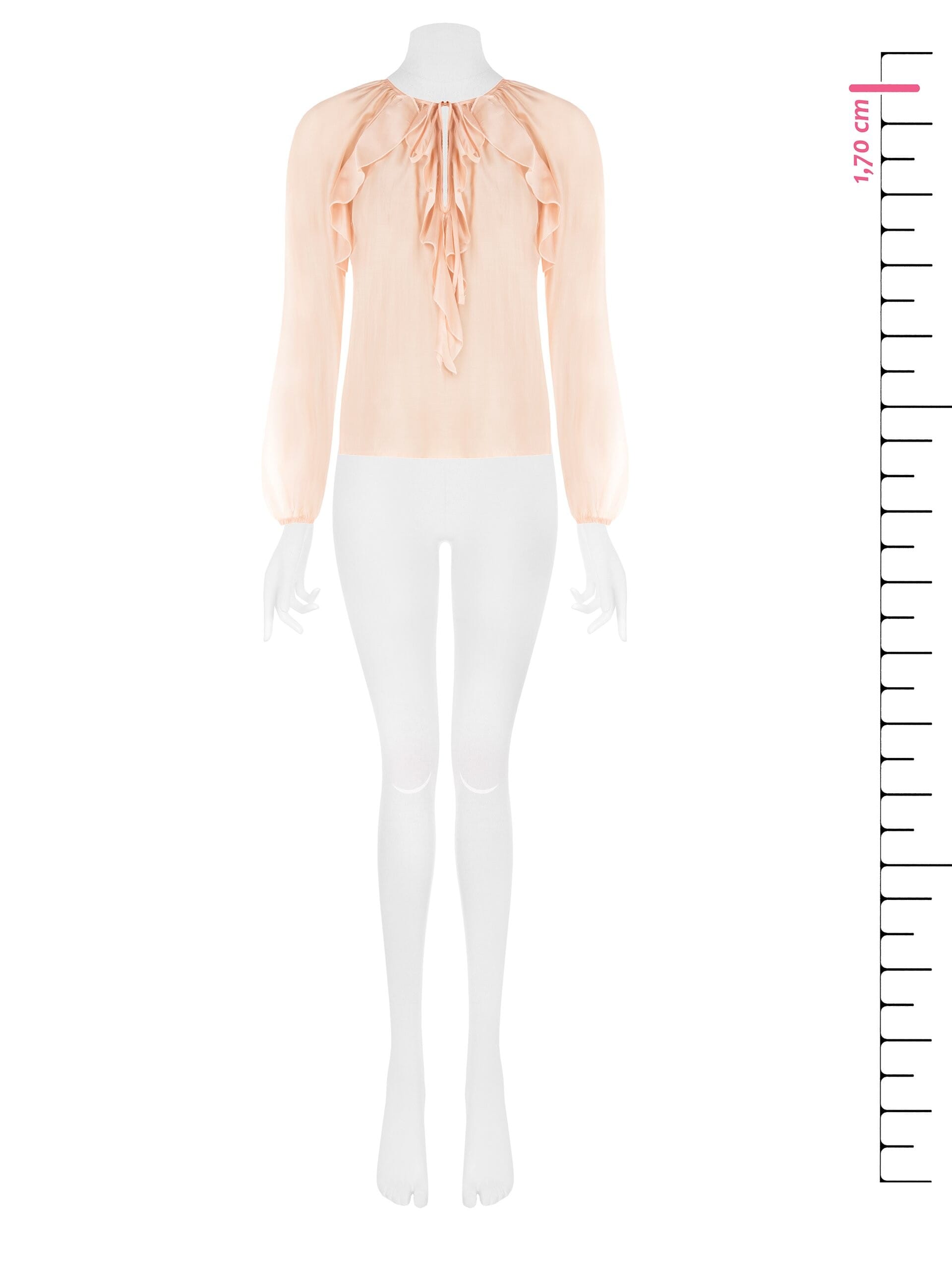 Blusa In Tessuto Leggero Semitrasparente Con Volant Rinascimento