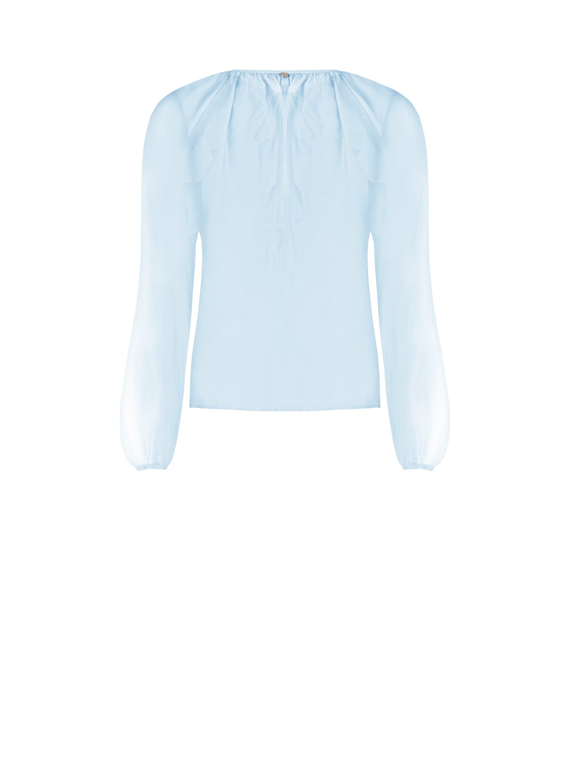 Blusa In Tessuto Leggero Semitrasparente Con Volant Rinascimento