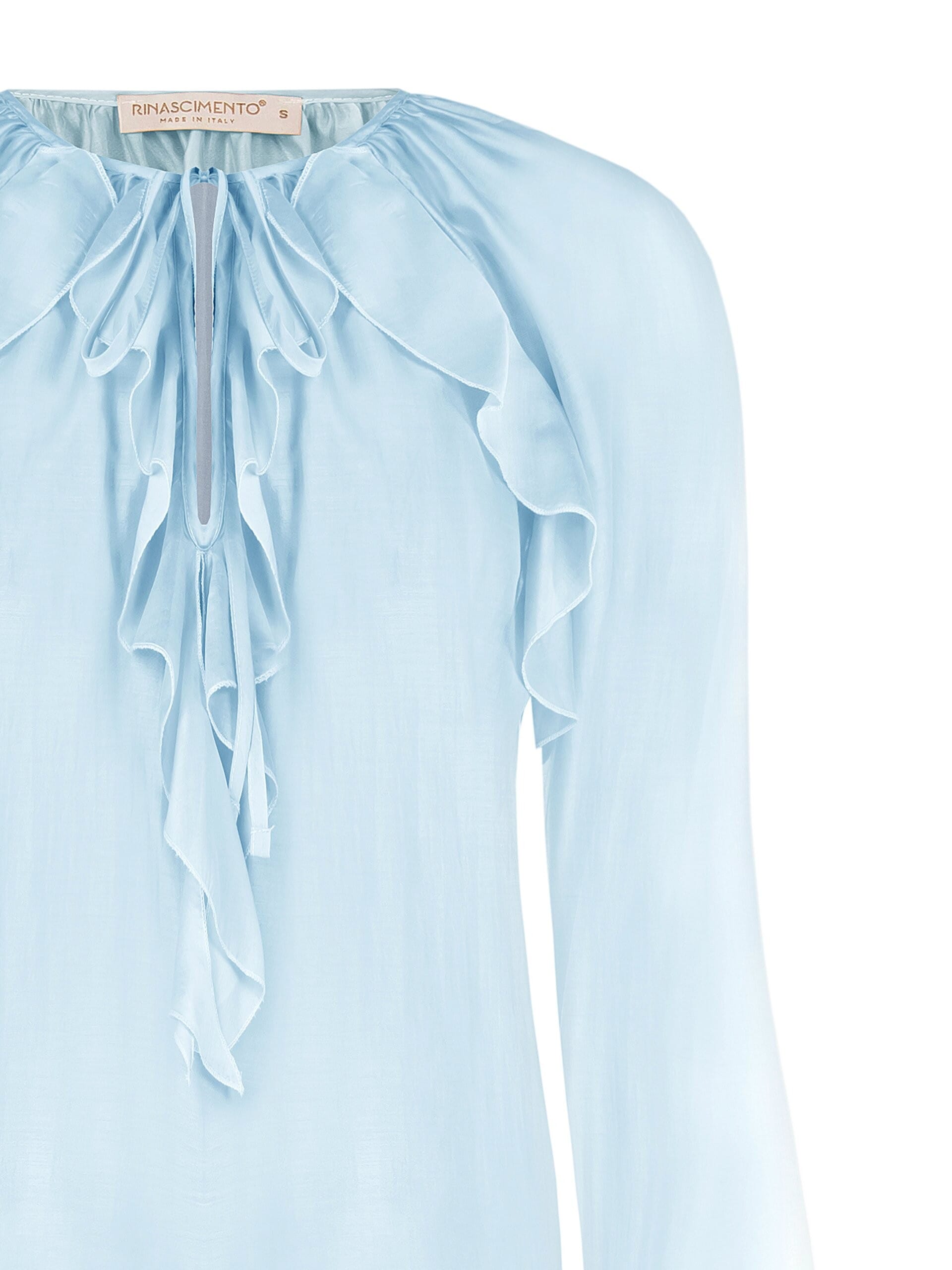 Blusa In Tessuto Leggero Semitrasparente Con Volant Rinascimento