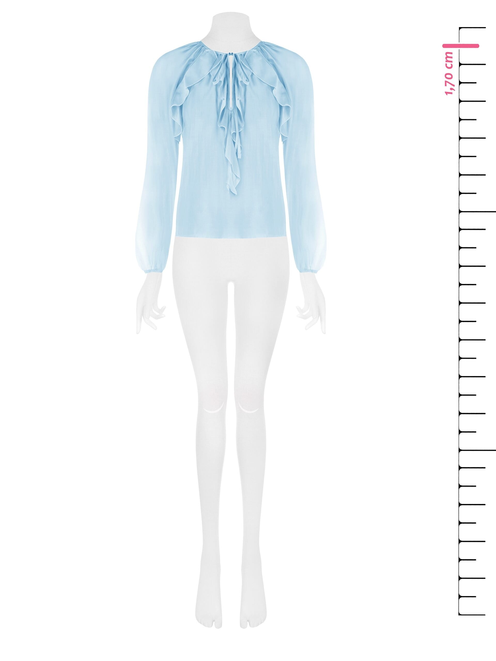 Blusa In Tessuto Leggero Semitrasparente Con Volant Rinascimento