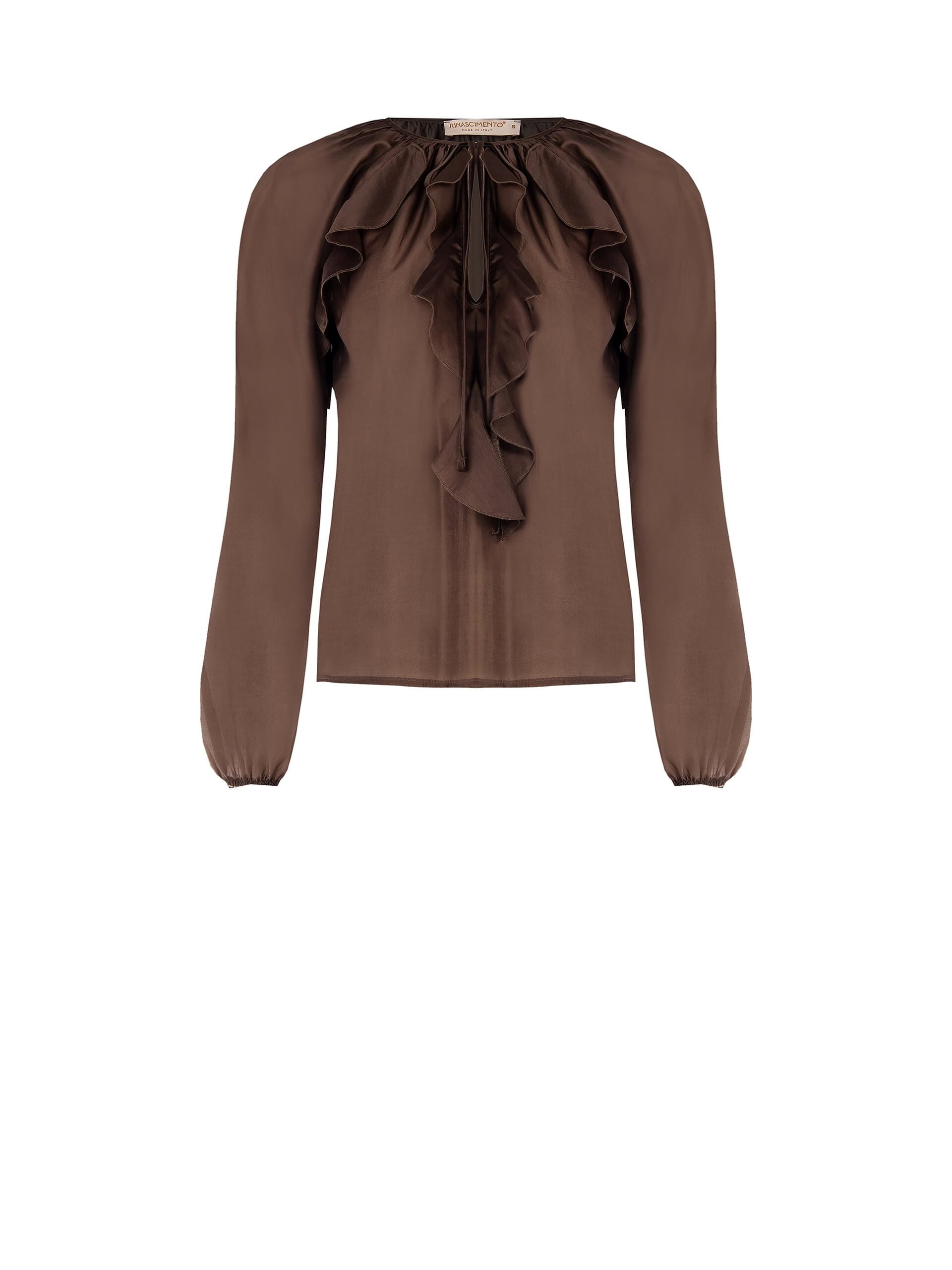 Blusa In Tessuto Leggero Semitrasparente Con Volant Rinascimento