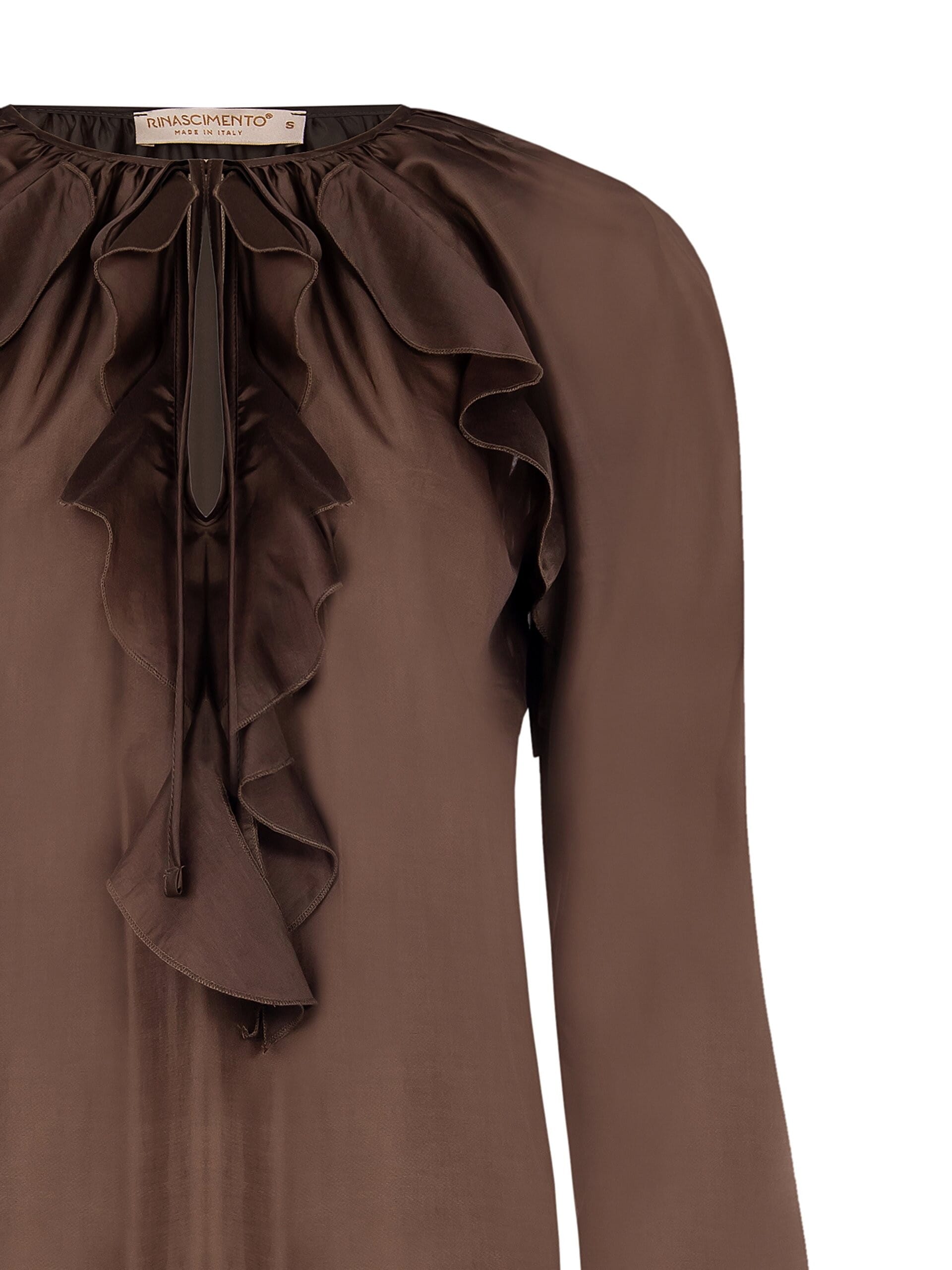 Blusa In Tessuto Leggero Semitrasparente Con Volant Rinascimento