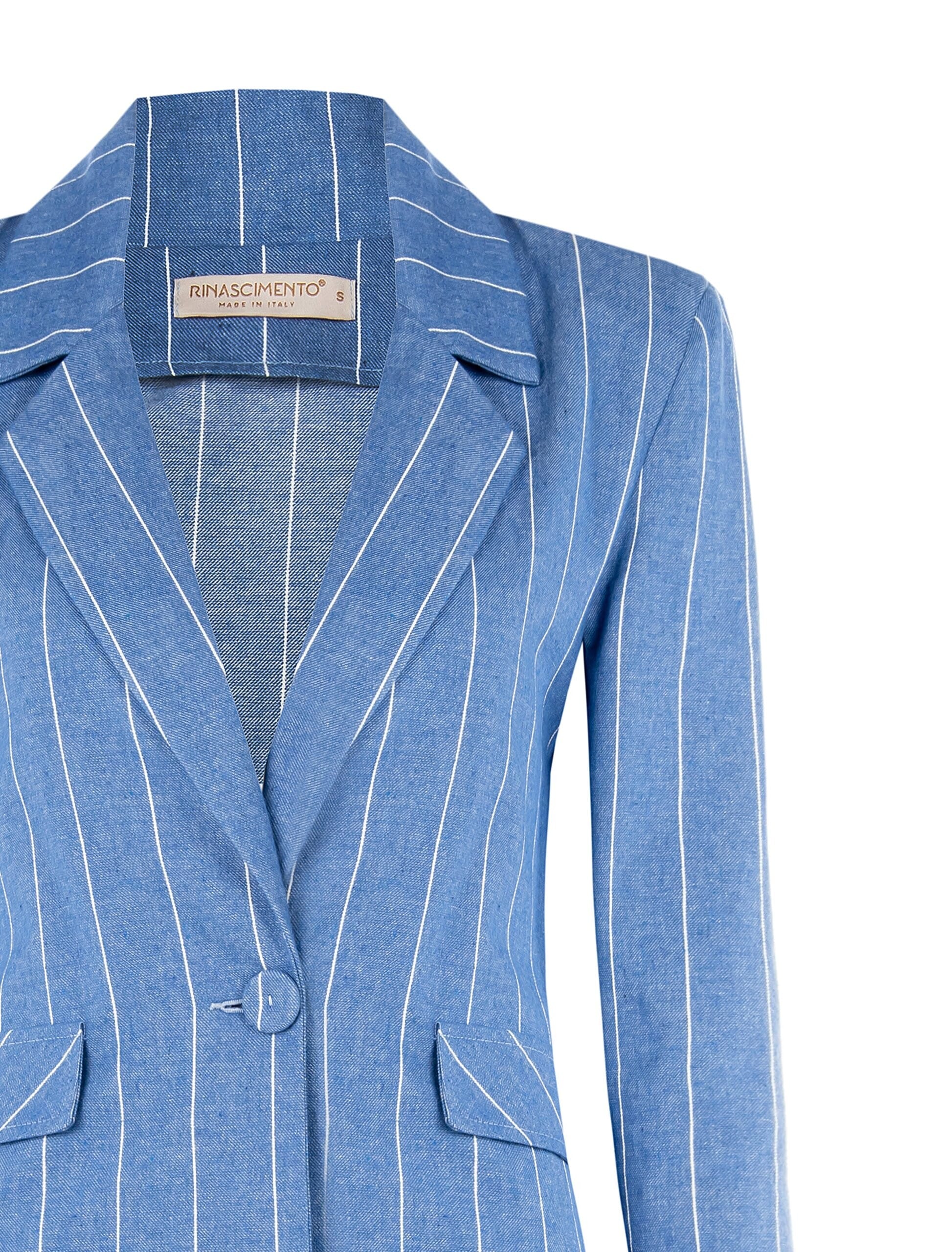 Giacca Blazer In Misto Cotone Gessato Rinascimento