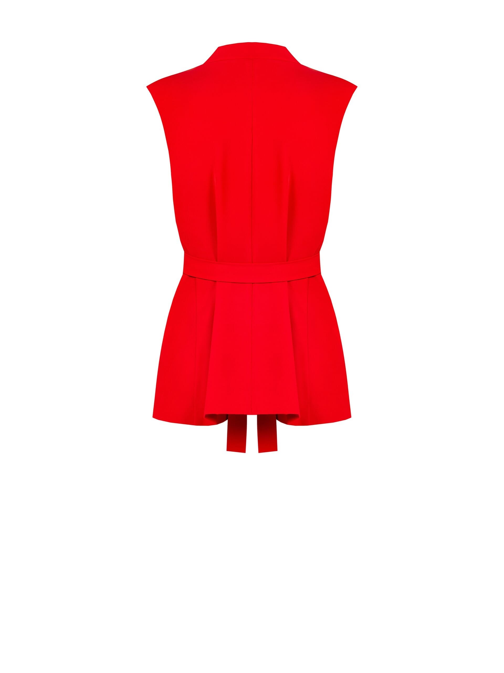 Giacca Blazer Aperta Smanicata In Tessuto Fluido Con Cintura Coordinata Rinascimento