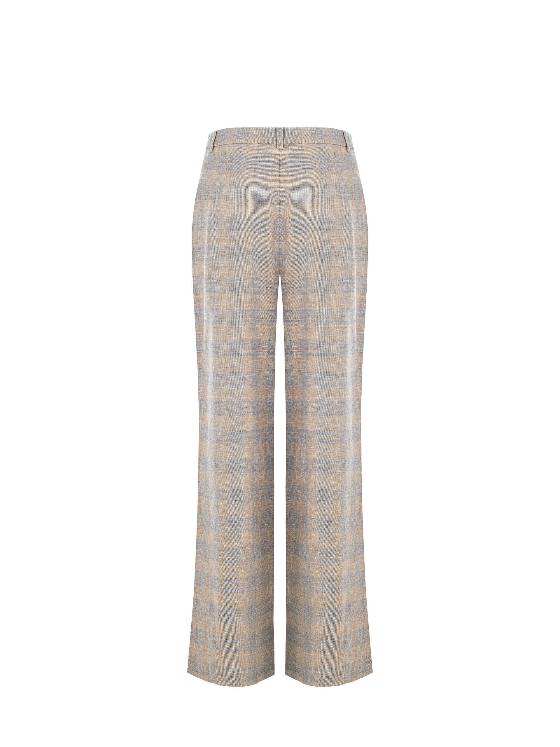 Rinascimento Check Cotton Linen Palazzo Trousers