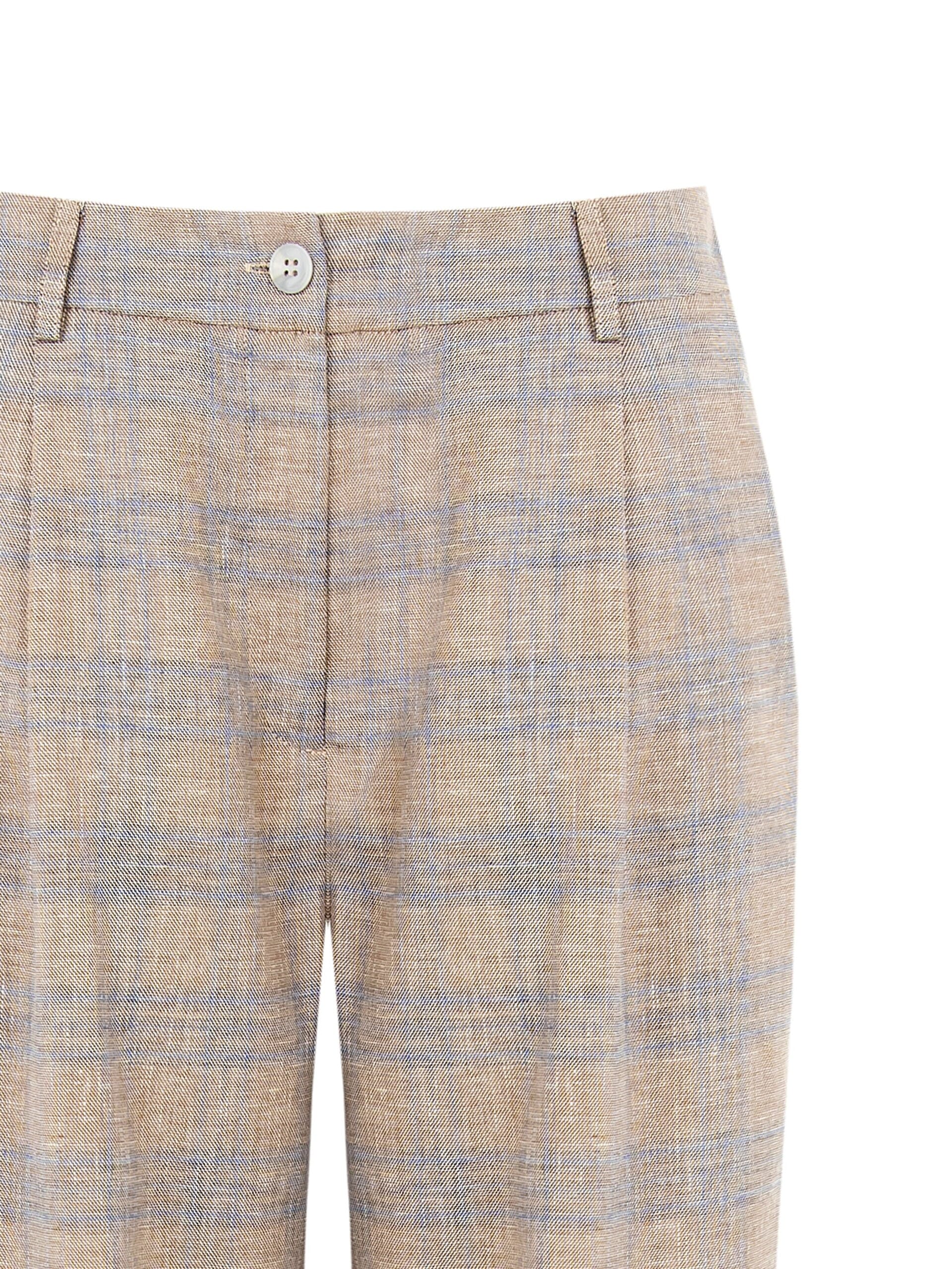 Rinascimento Check Cotton Linen Palazzo Trousers