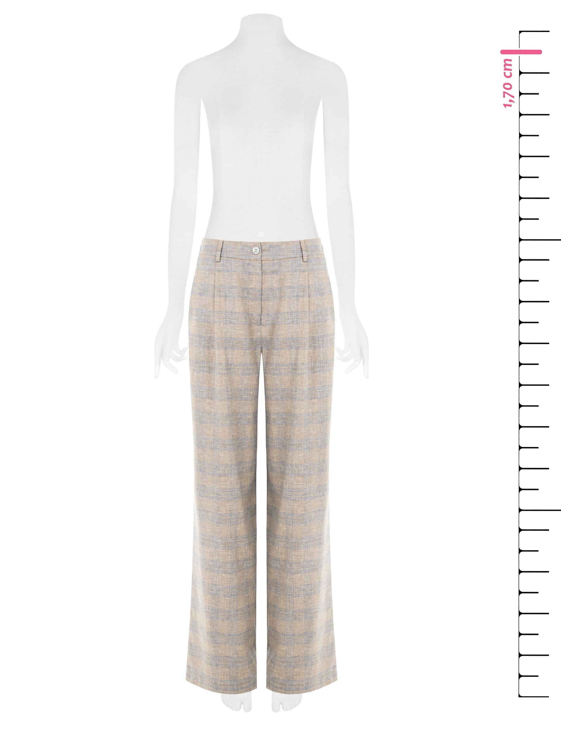 Rinascimento Check Cotton Linen Palazzo Trousers