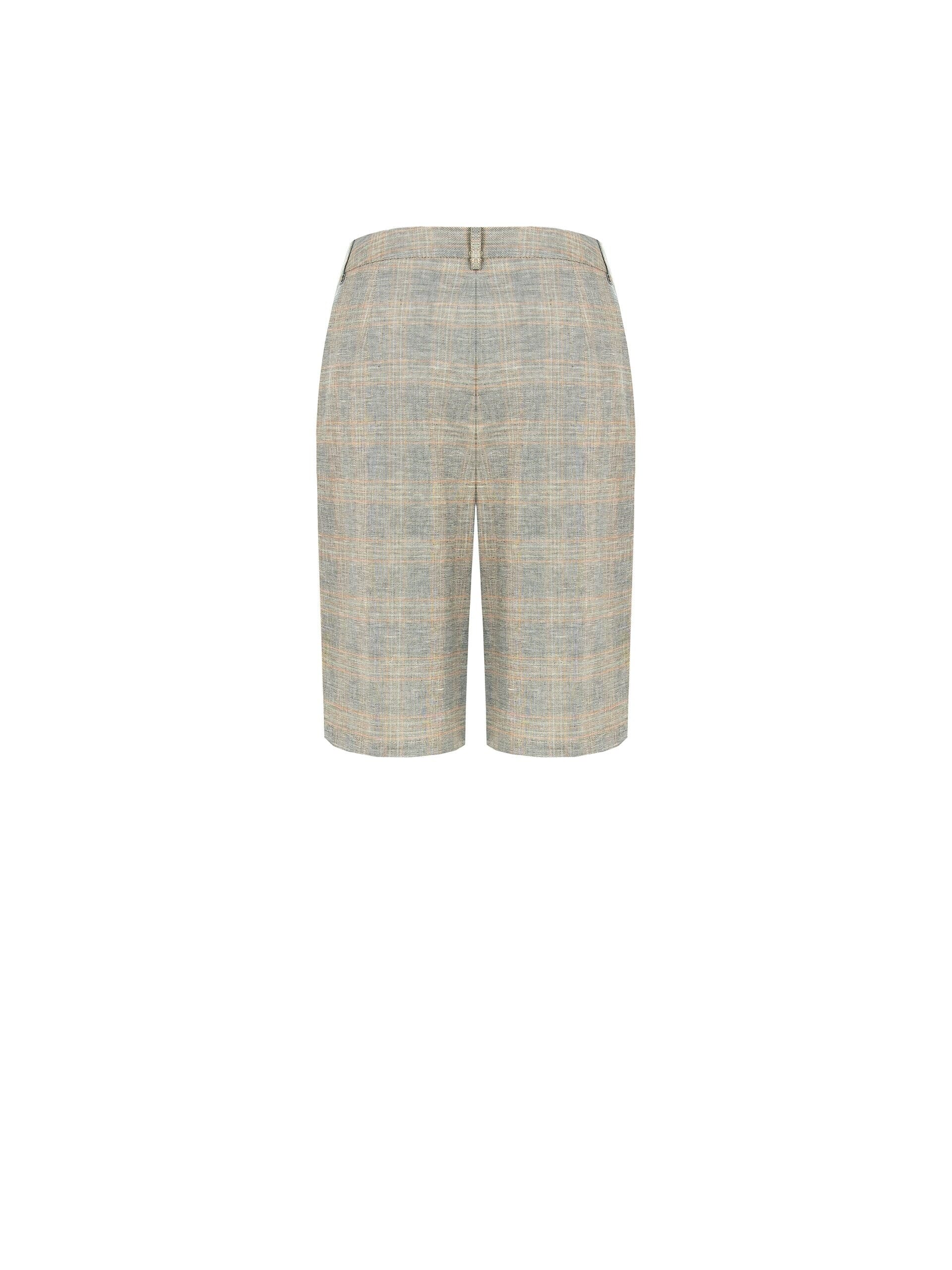 Baggy Bermuda Shorts In Mixed Cotton And Linen Checked Rinascimento