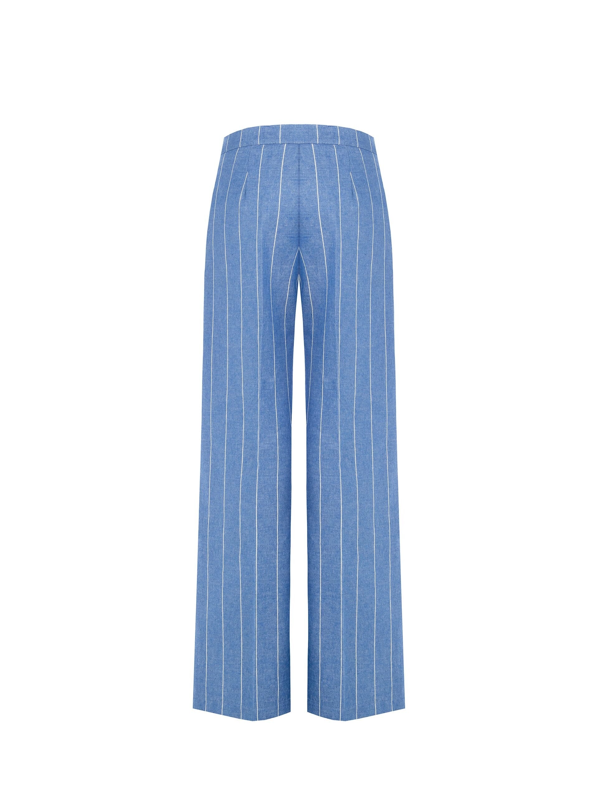 Pantaloni Palazzo In Misto Cotone Gessato Rinascimento