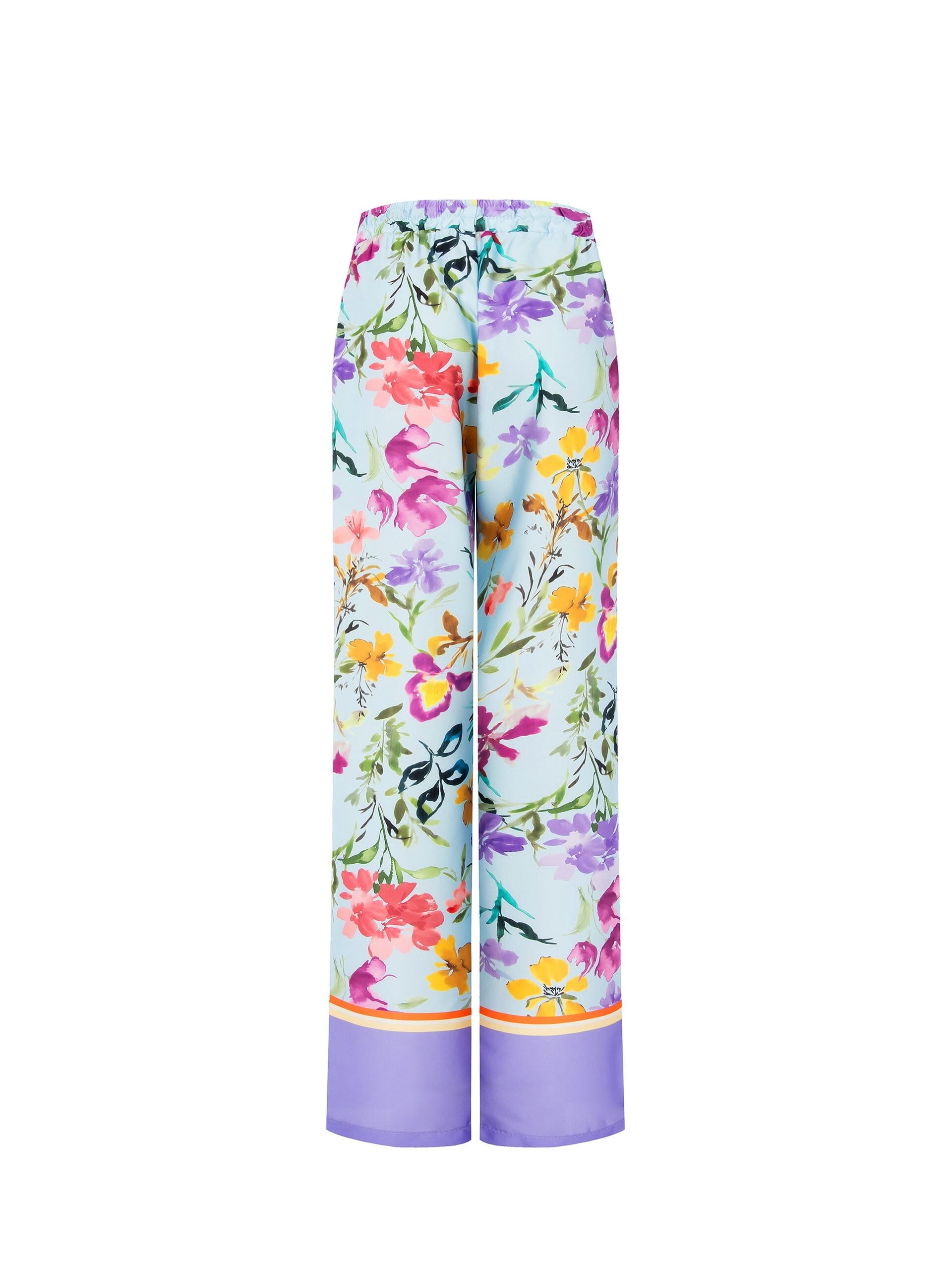 Pantaloni Palazzo In Raso A Fiori Con Elastico In Vita Rinascimento