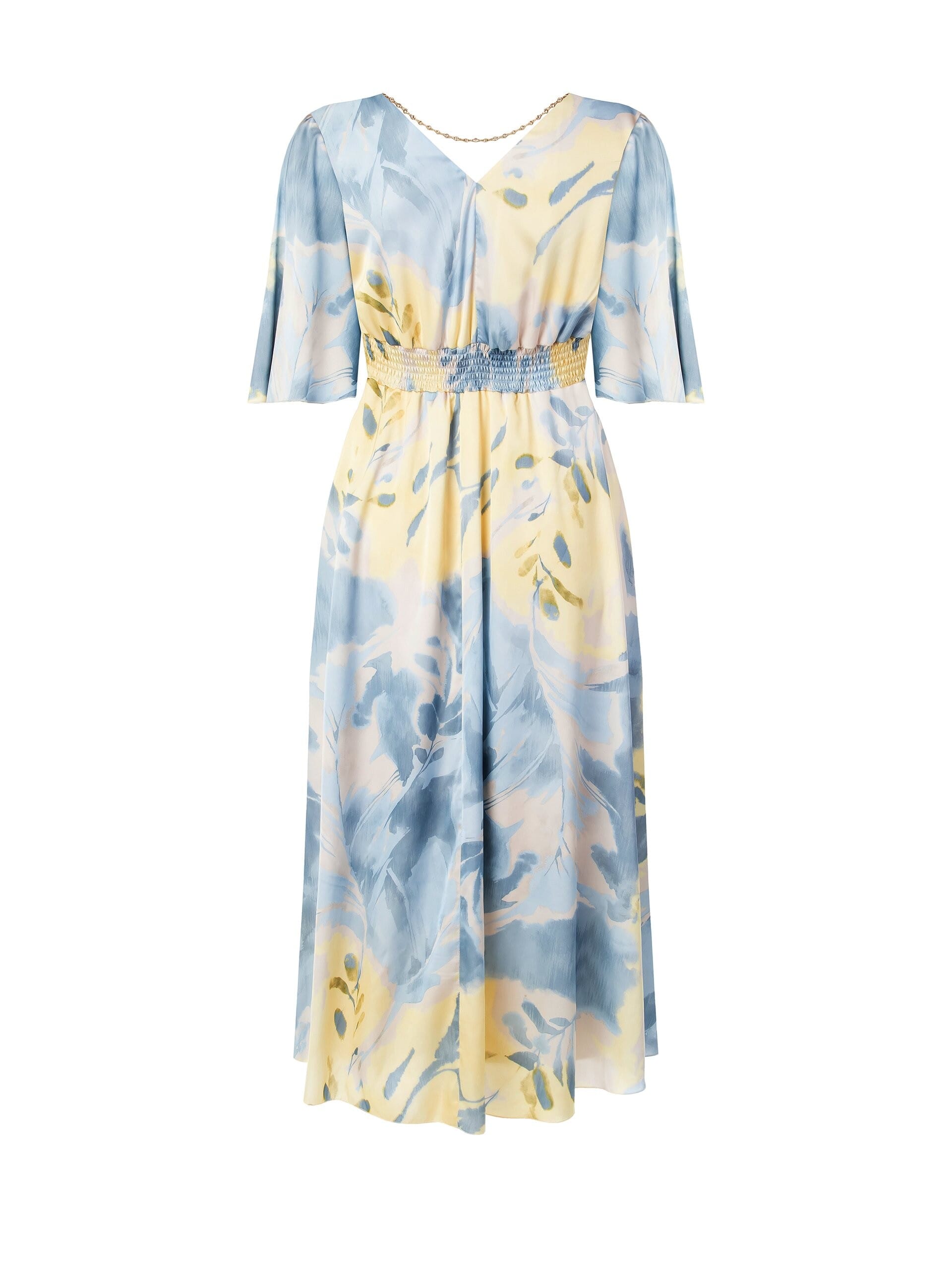 Abito Lungo In Raso Con Scollo A V Incrociato Con Catena E Strass Rinascimento Curvy