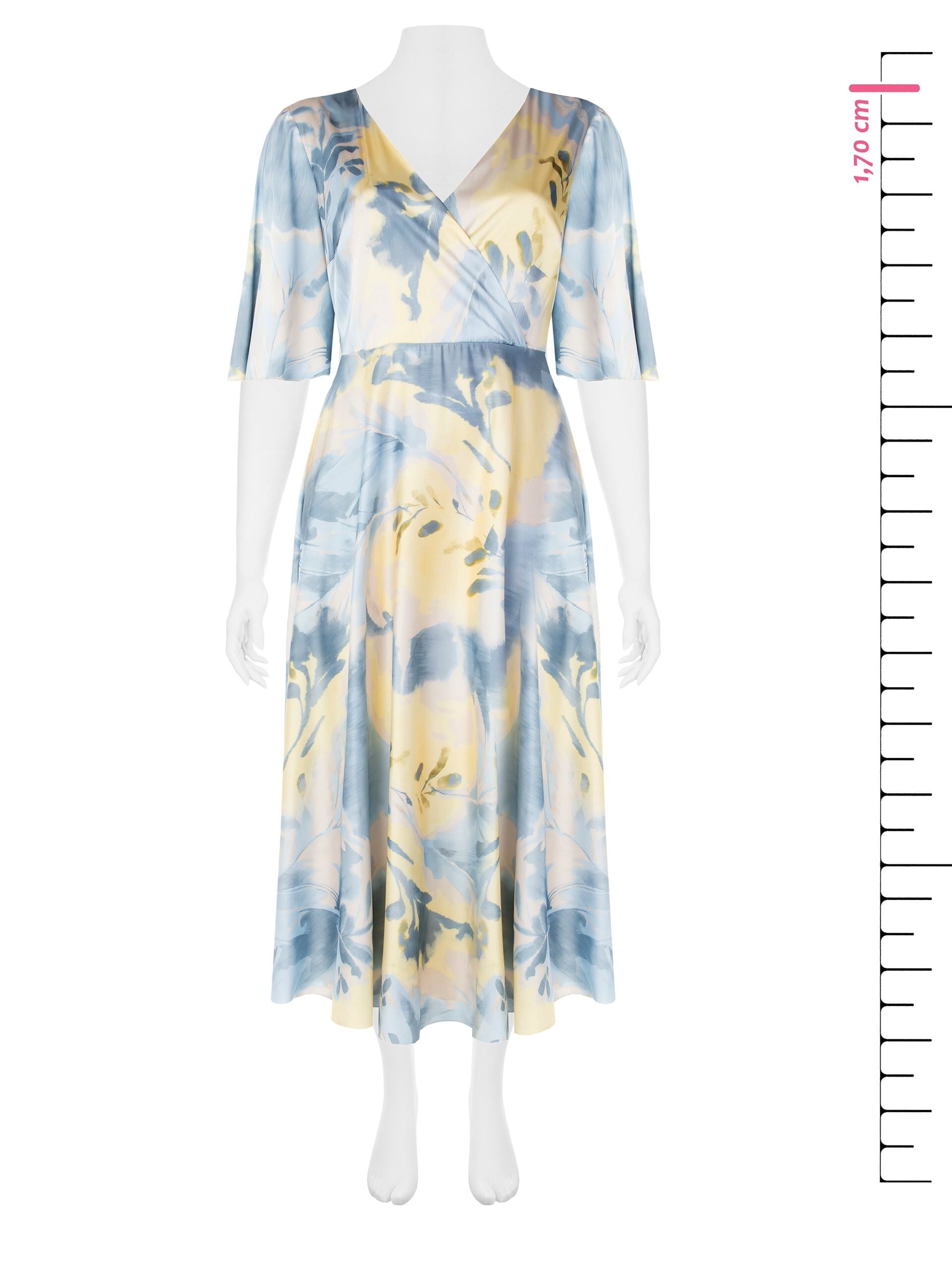 Abito Lungo In Raso Con Scollo A V Incrociato Con Catena E Strass Rinascimento Curvy