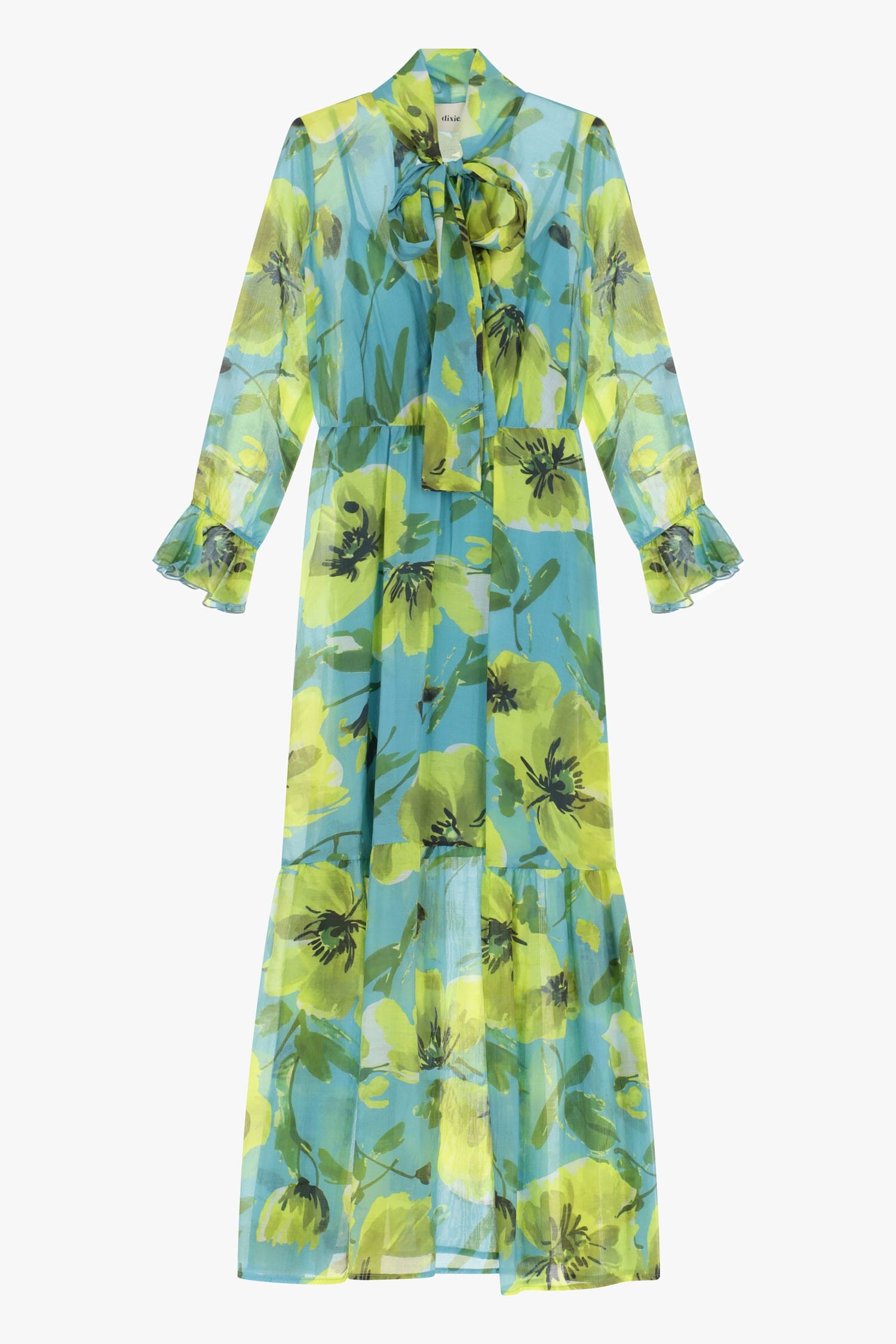 Abito Lungo Floreale Con Tie Neck Dixie