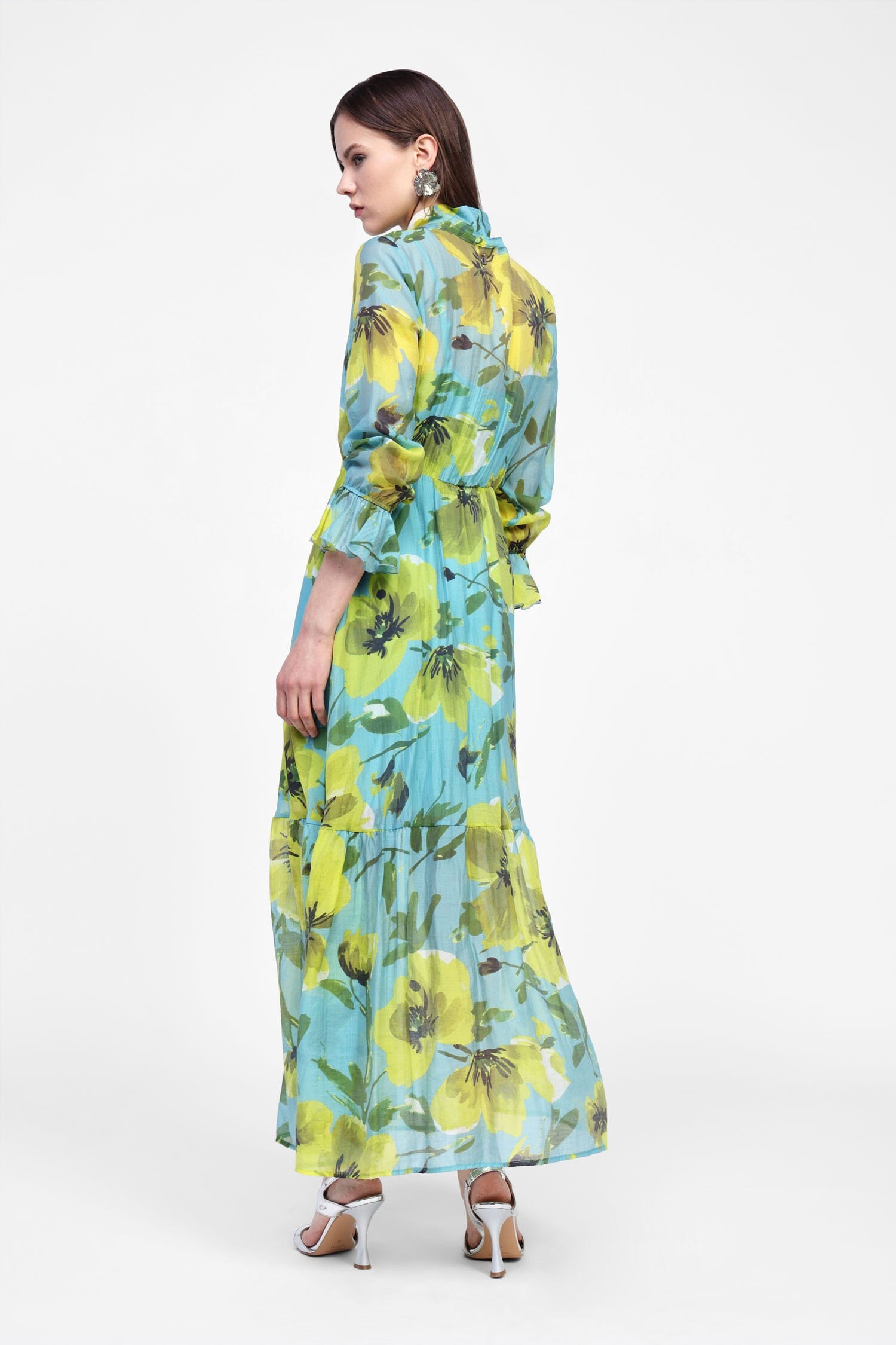 Abito Lungo Floreale Con Tie Neck Dixie