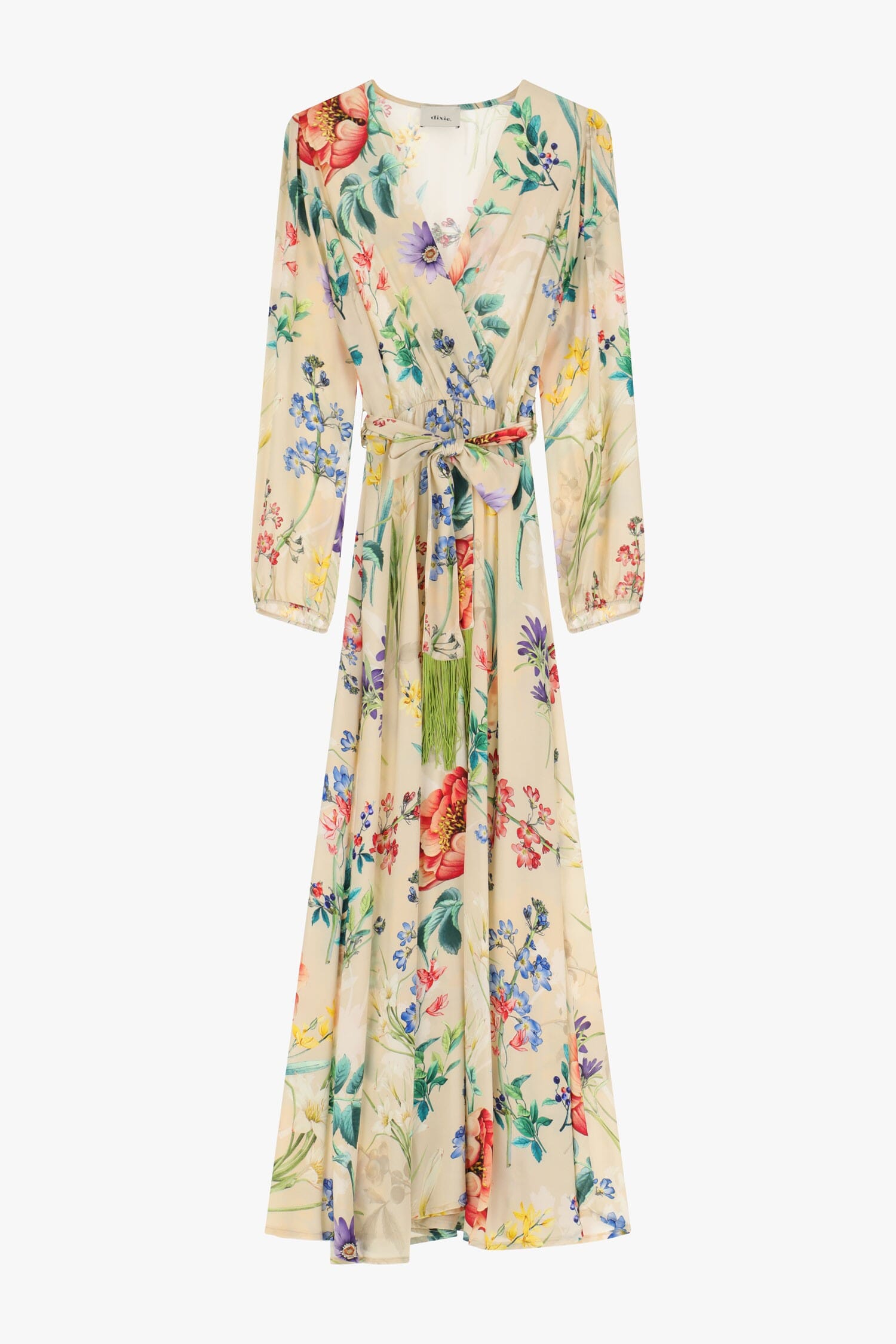 Abito Lungo Con Stampa Floreale E Cintura Dixie