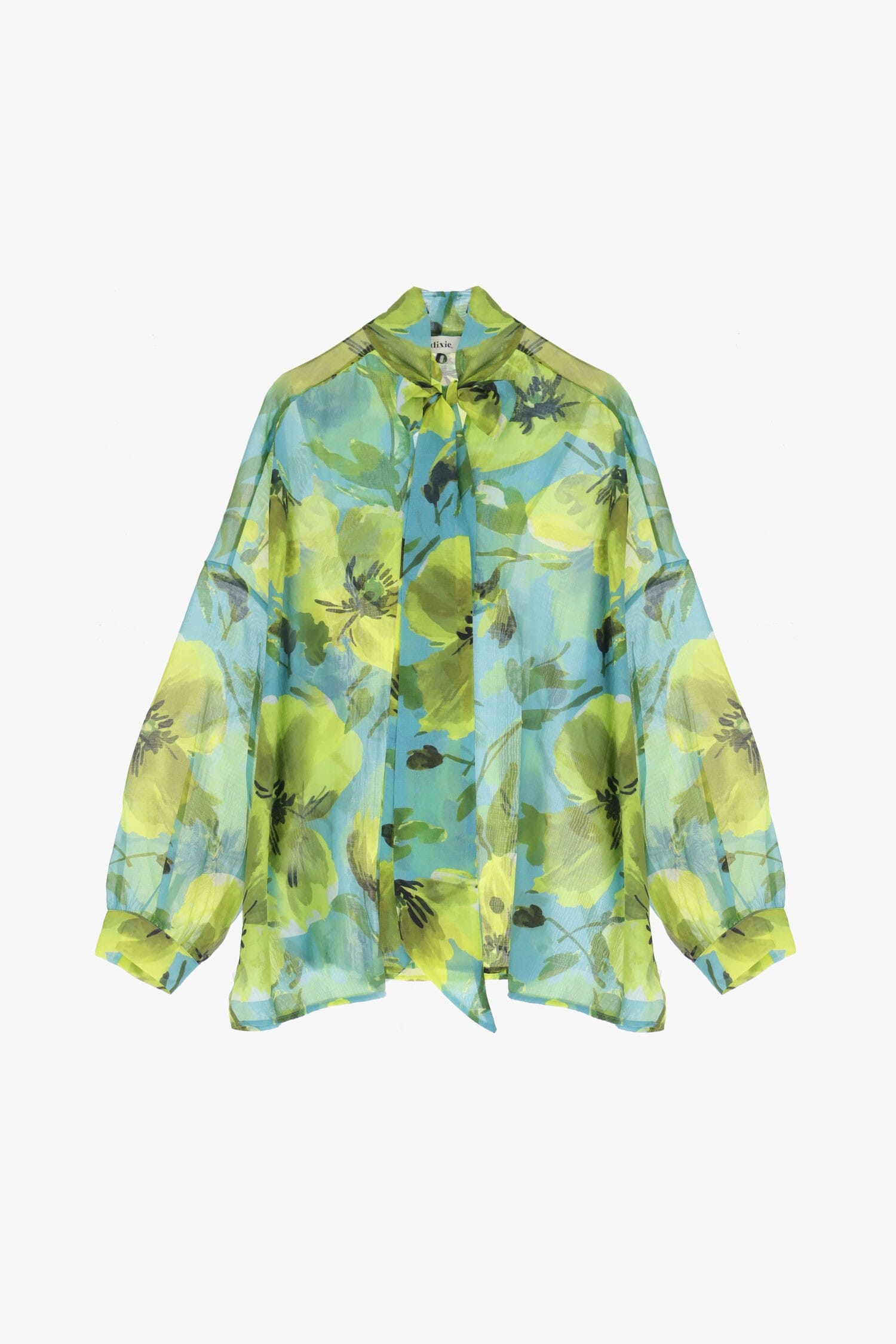 Blusa Stampa Floreale Maniche Lunghe E Tie Neck Dixie