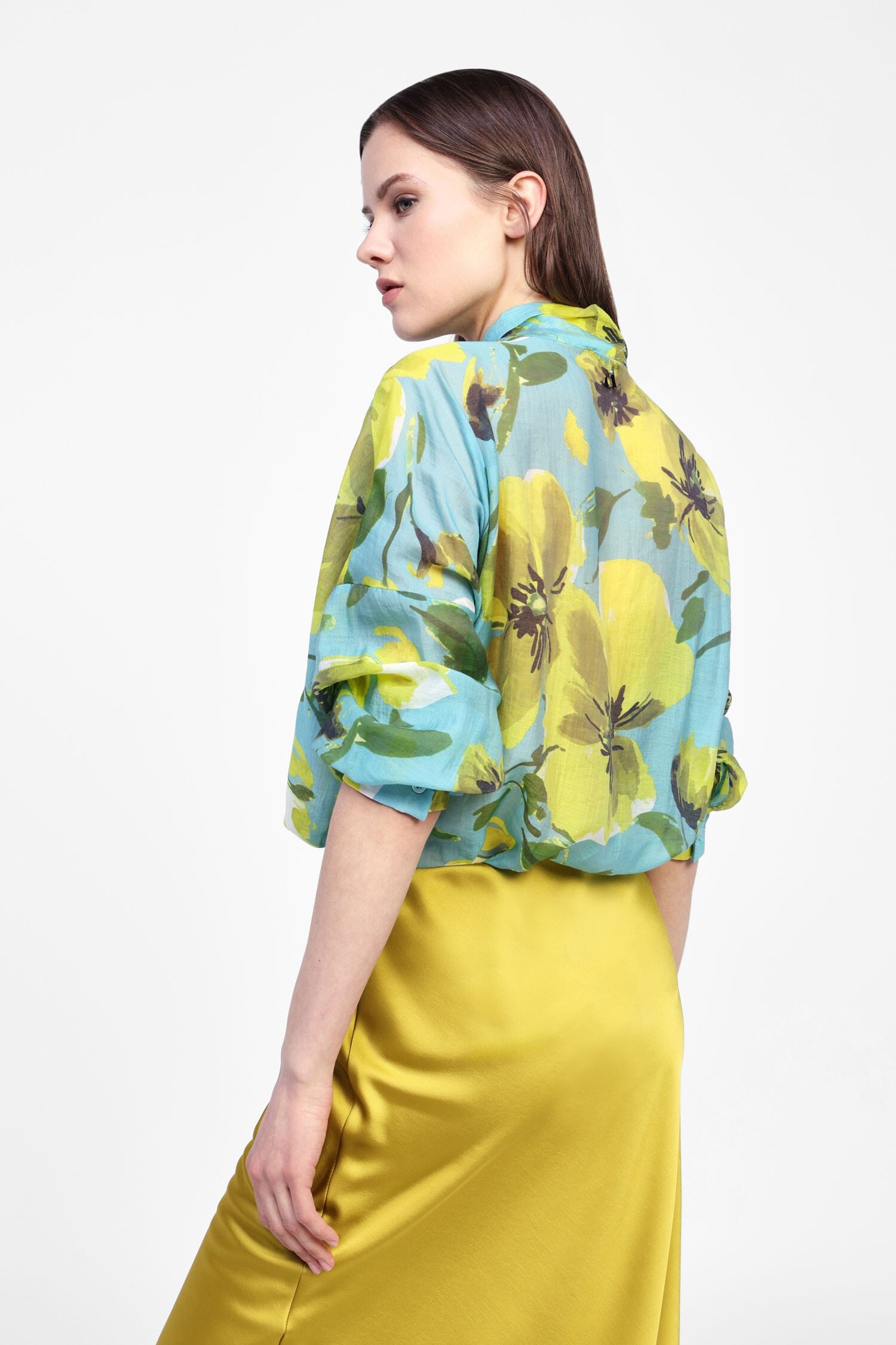 Blusa Stampa Floreale Maniche Lunghe E Tie Neck Dixie