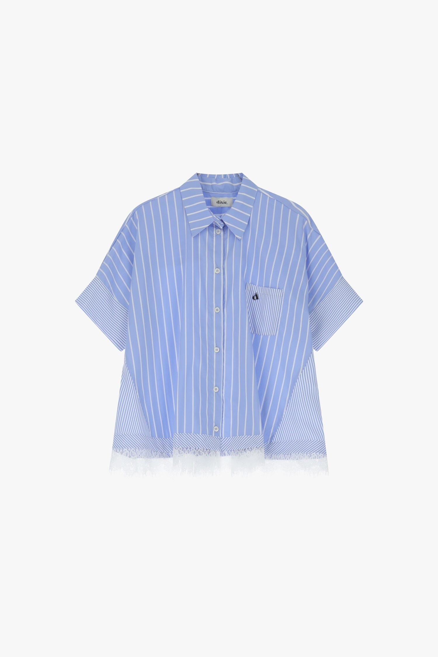 Camicia A Righe Con Orlo In Pizzo Dixie