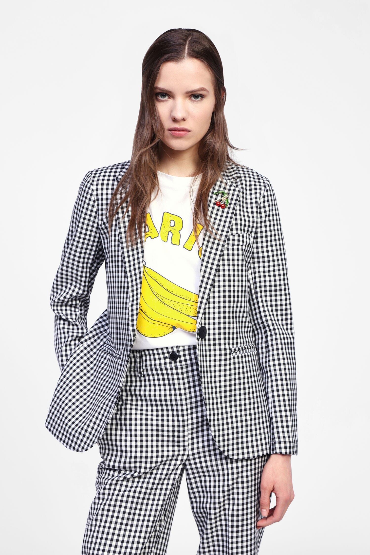 Blazer Con Motivo A Quadri E Bottoni Dixie