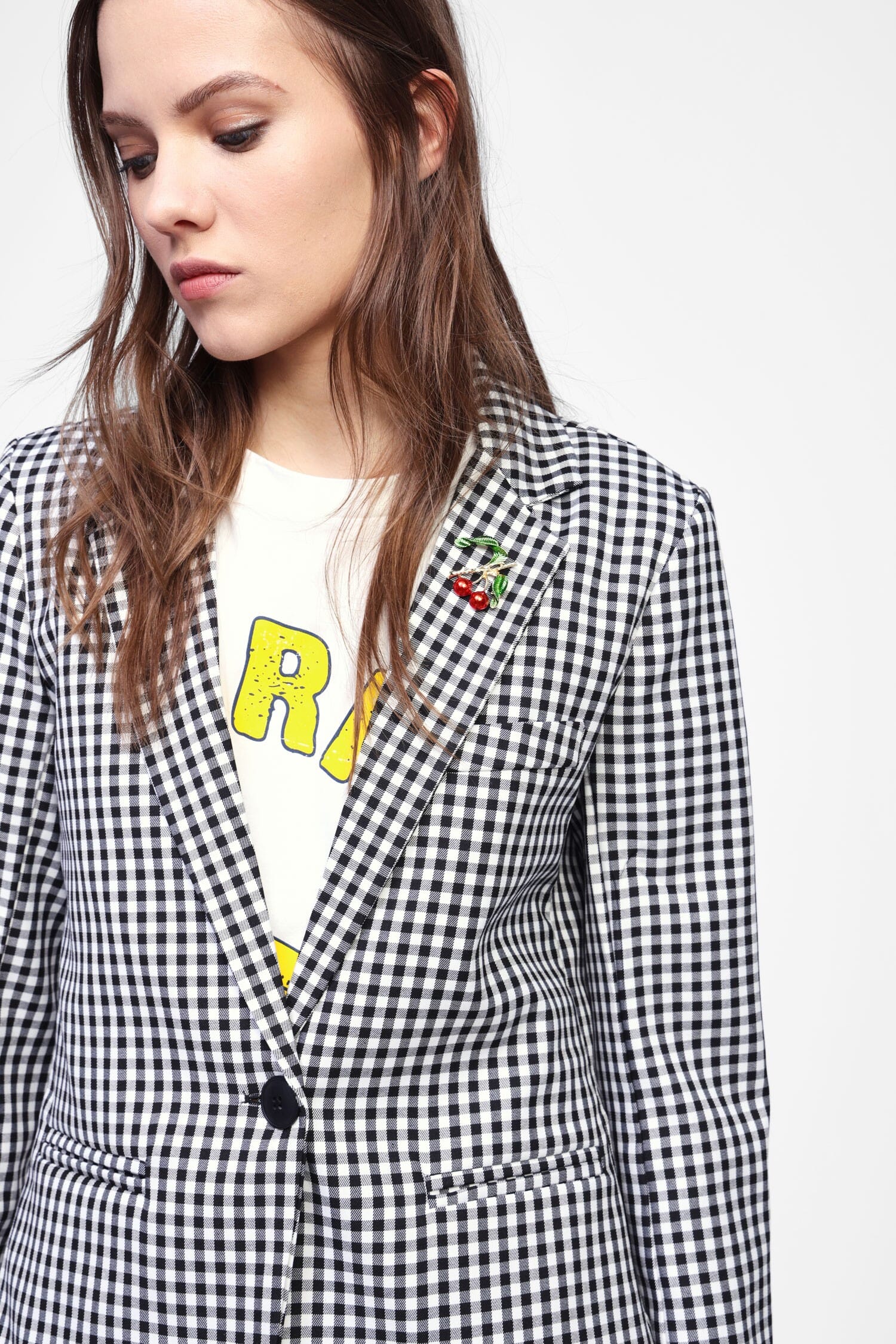 Blazer Con Motivo A Quadri E Bottoni Dixie