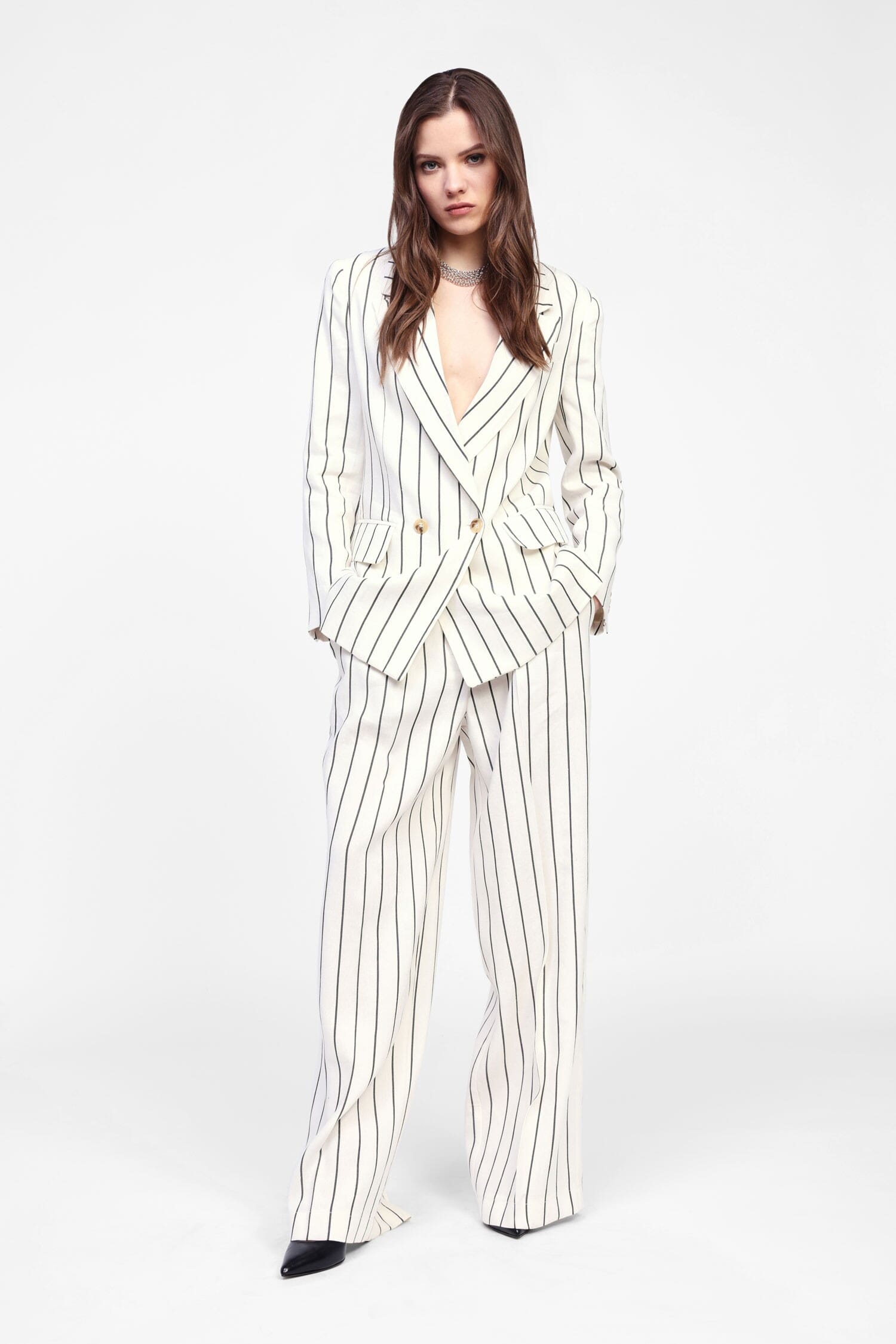 Pantaloni Ampi A Righe A Vita Alta Dixie