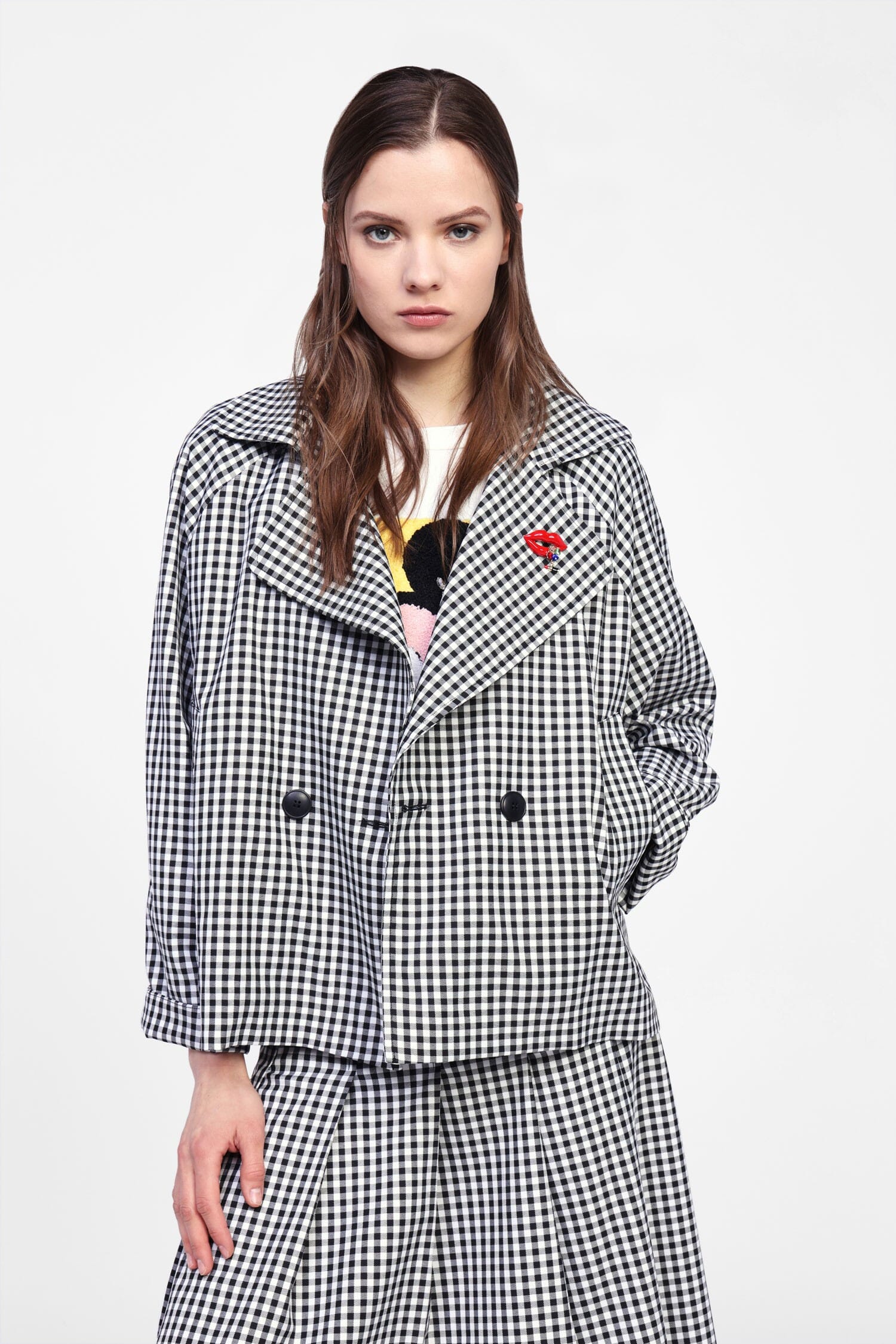 Blazer Con Motivo A Quadri E Bottoni Dixie