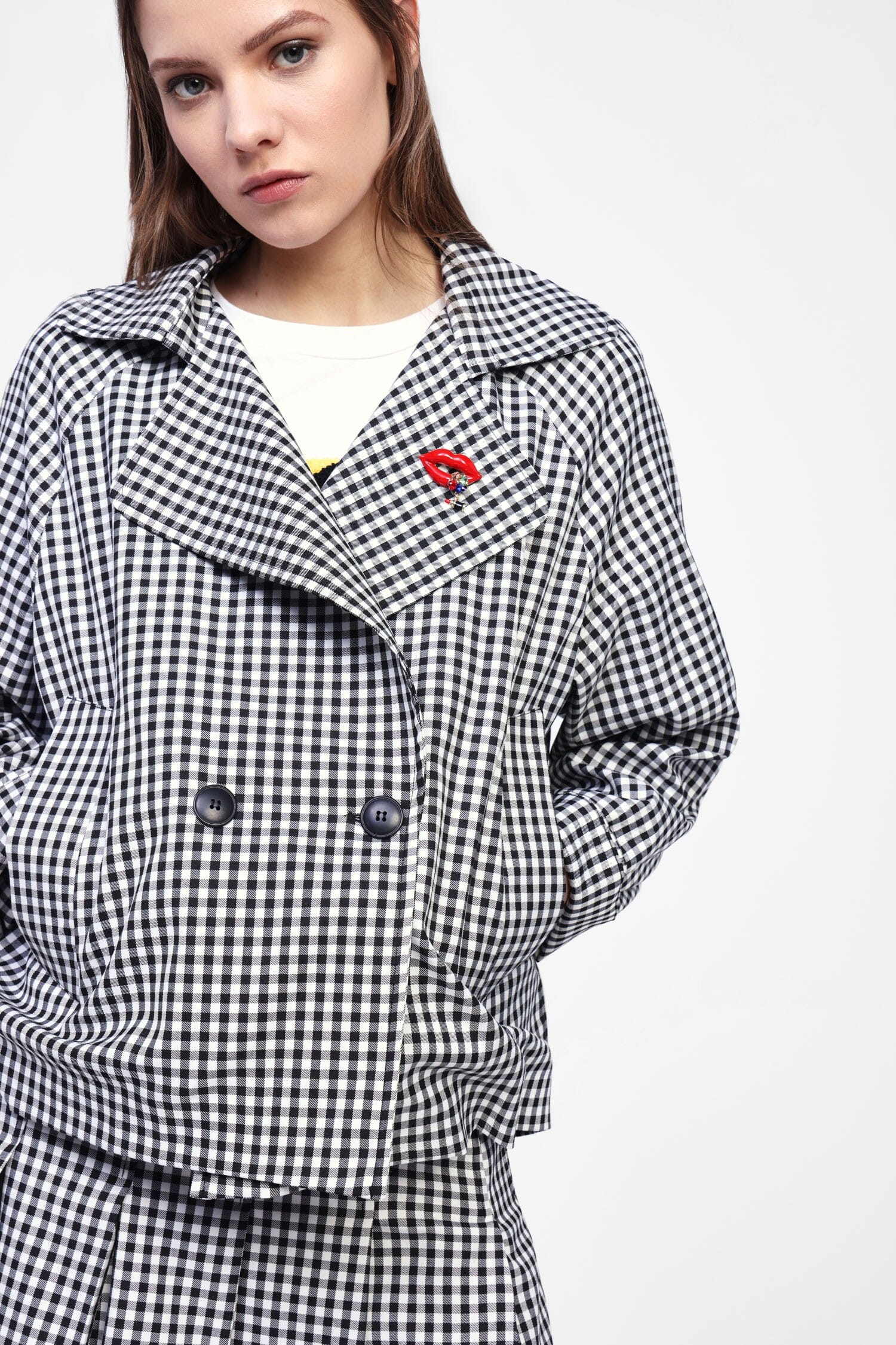 Blazer Con Motivo A Quadri E Bottoni Dixie