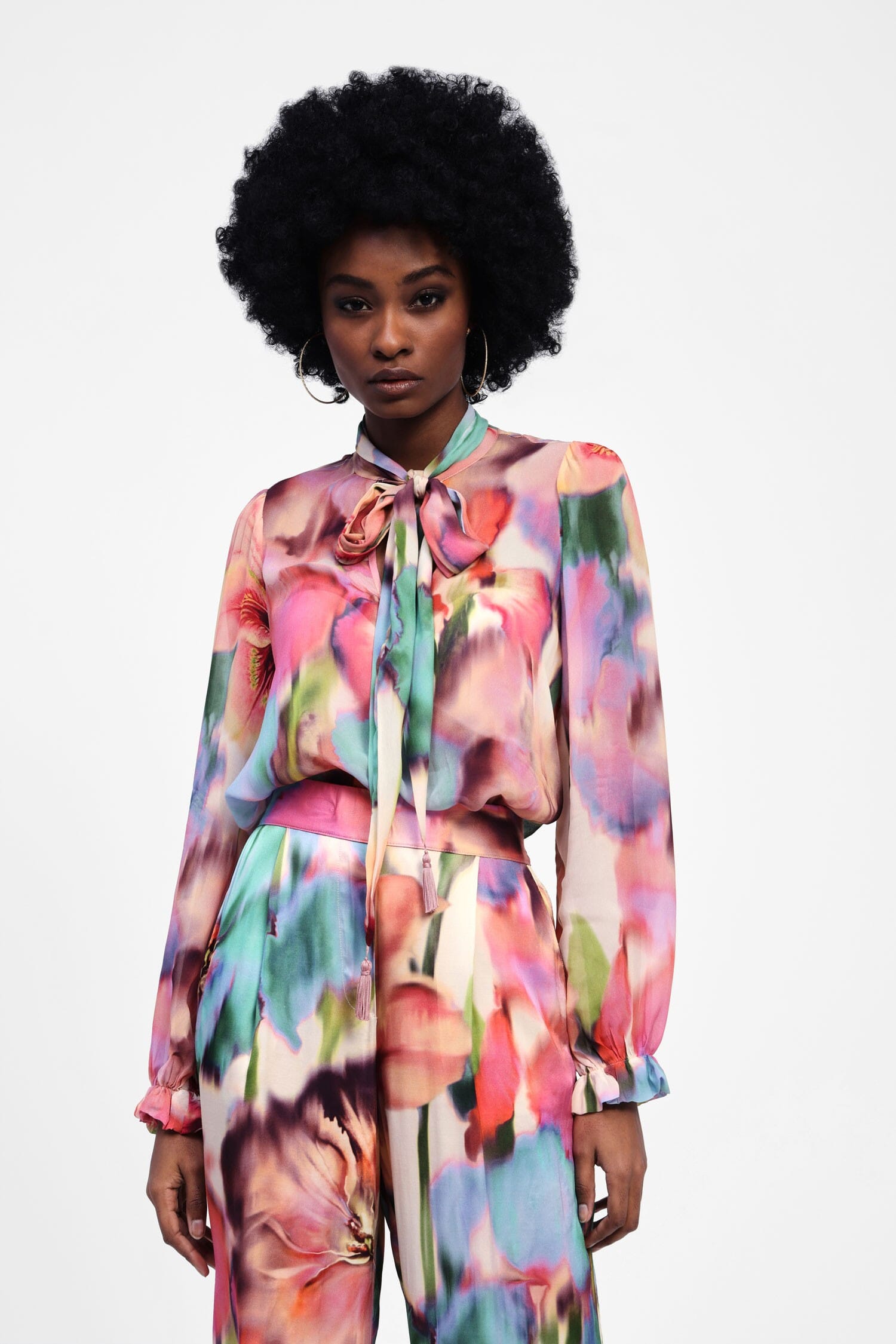 Camicia Stampata Con Fiocco E Manica Lunga Dixie