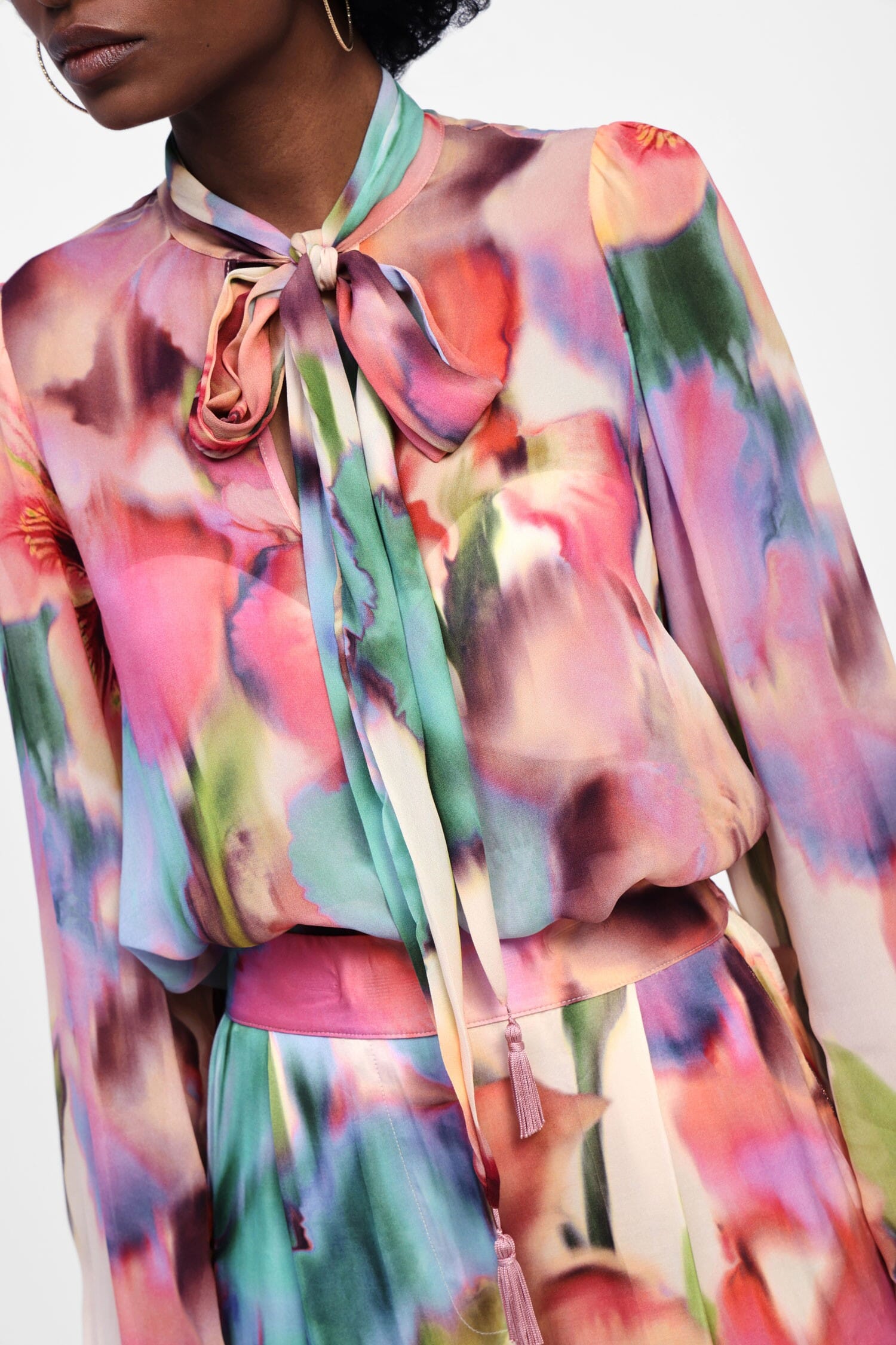 Camicia Stampata Con Fiocco E Manica Lunga Dixie