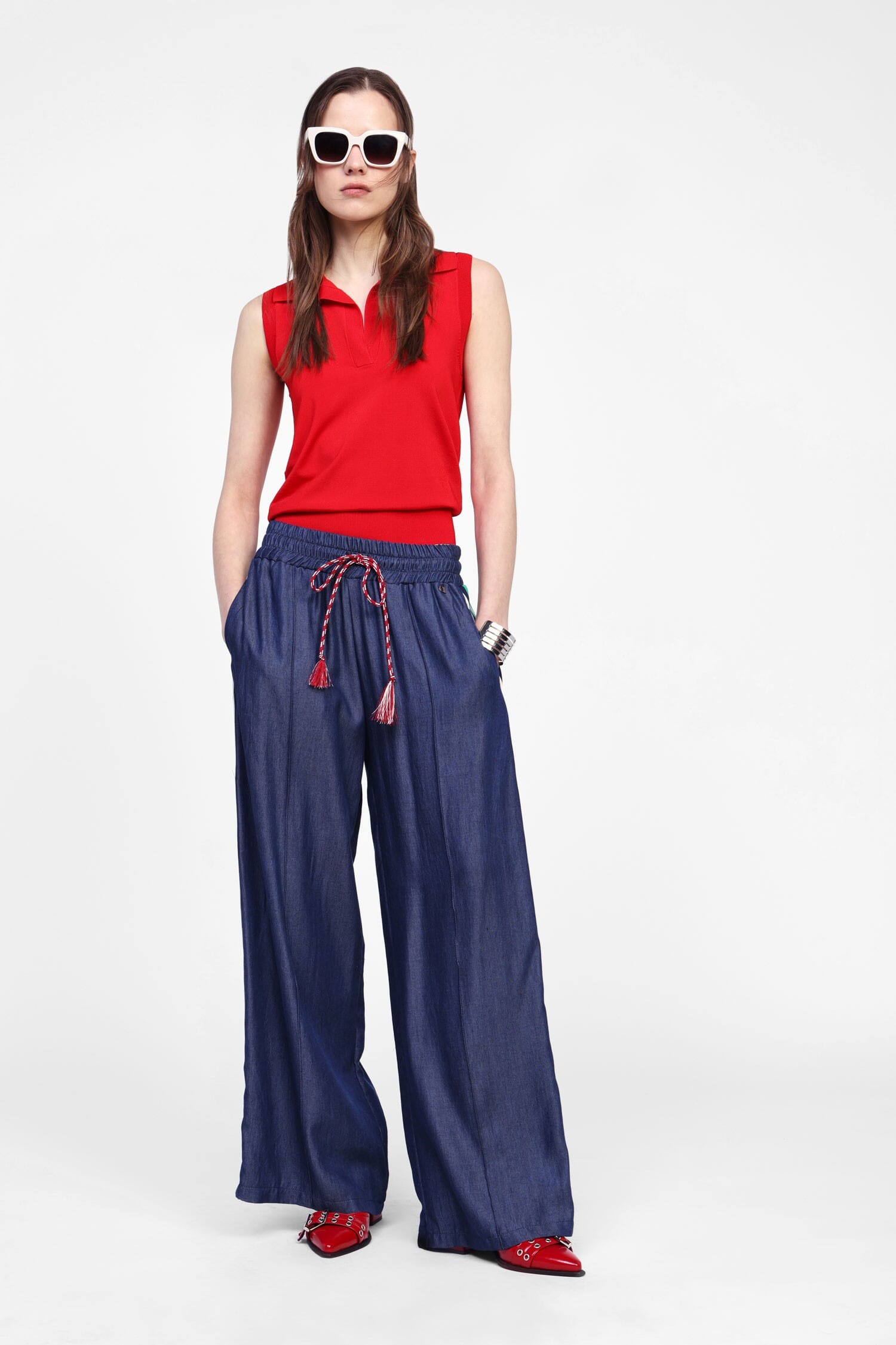 Pantaloni Ampi Con Cordino Decorativo Dixie