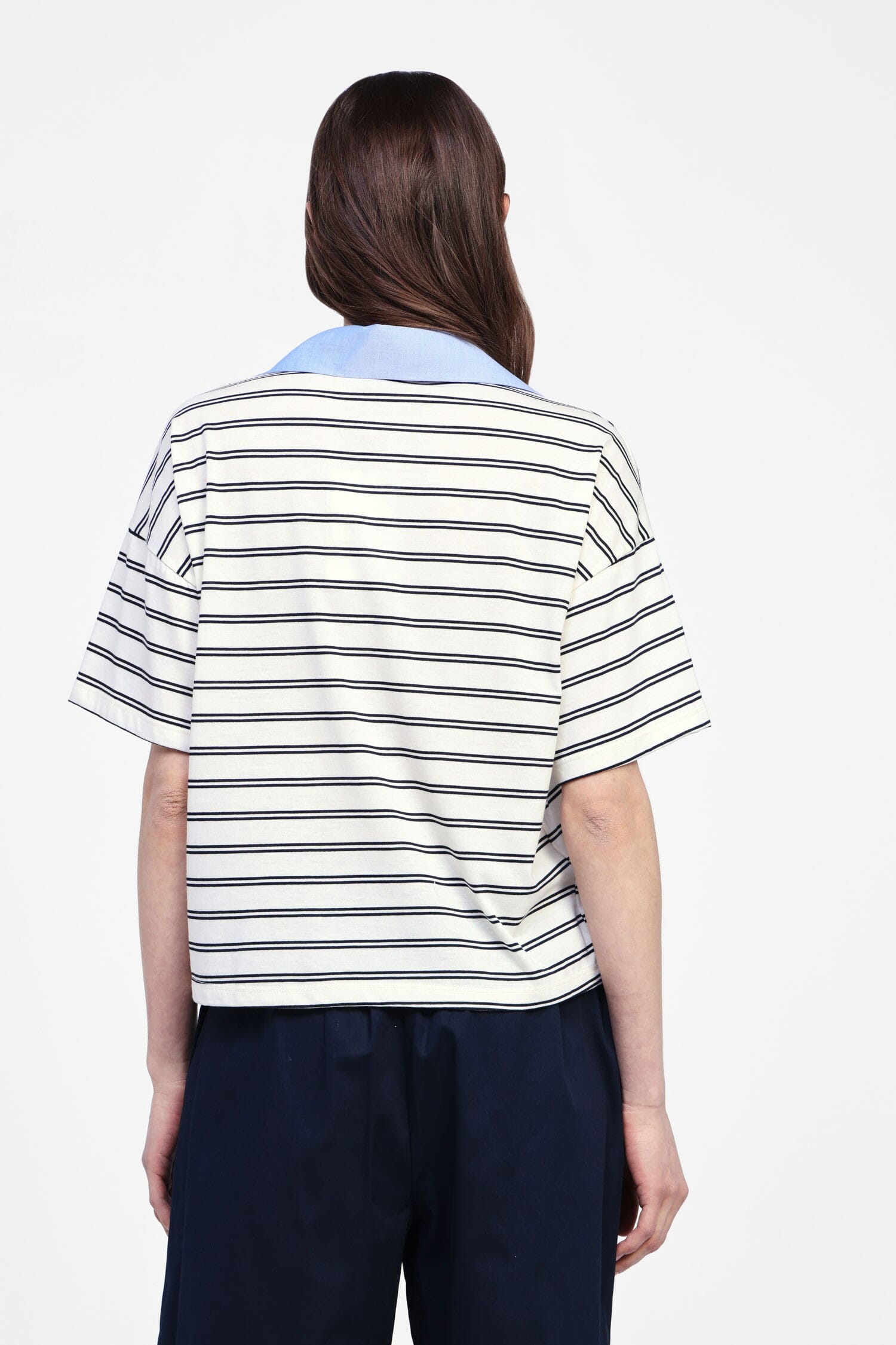 T-shirt rayé avec col et broderie Dixie