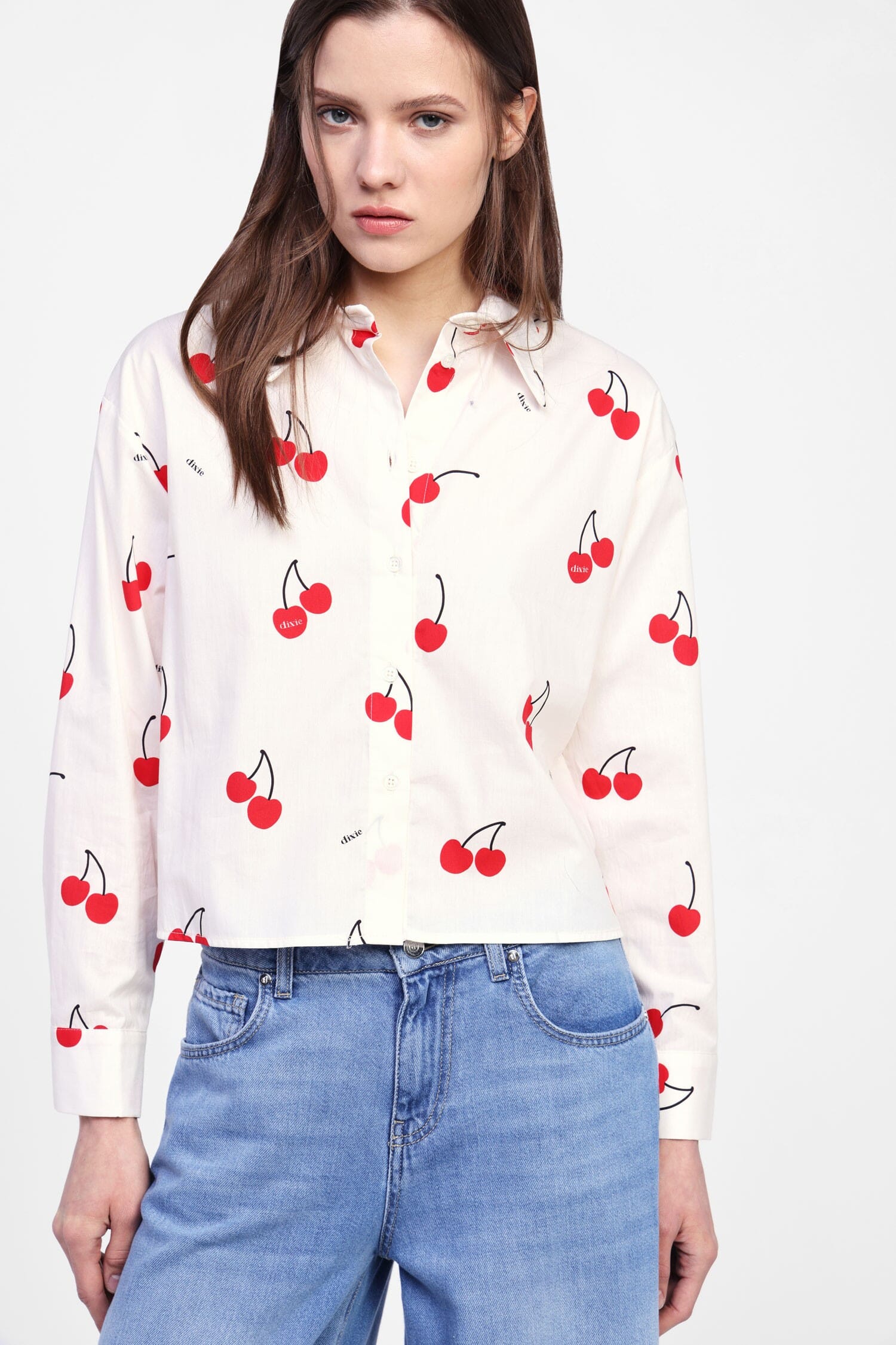 Cherry Print Straight Cut Dixie Shirt Vestiti Firmati Life Smiles