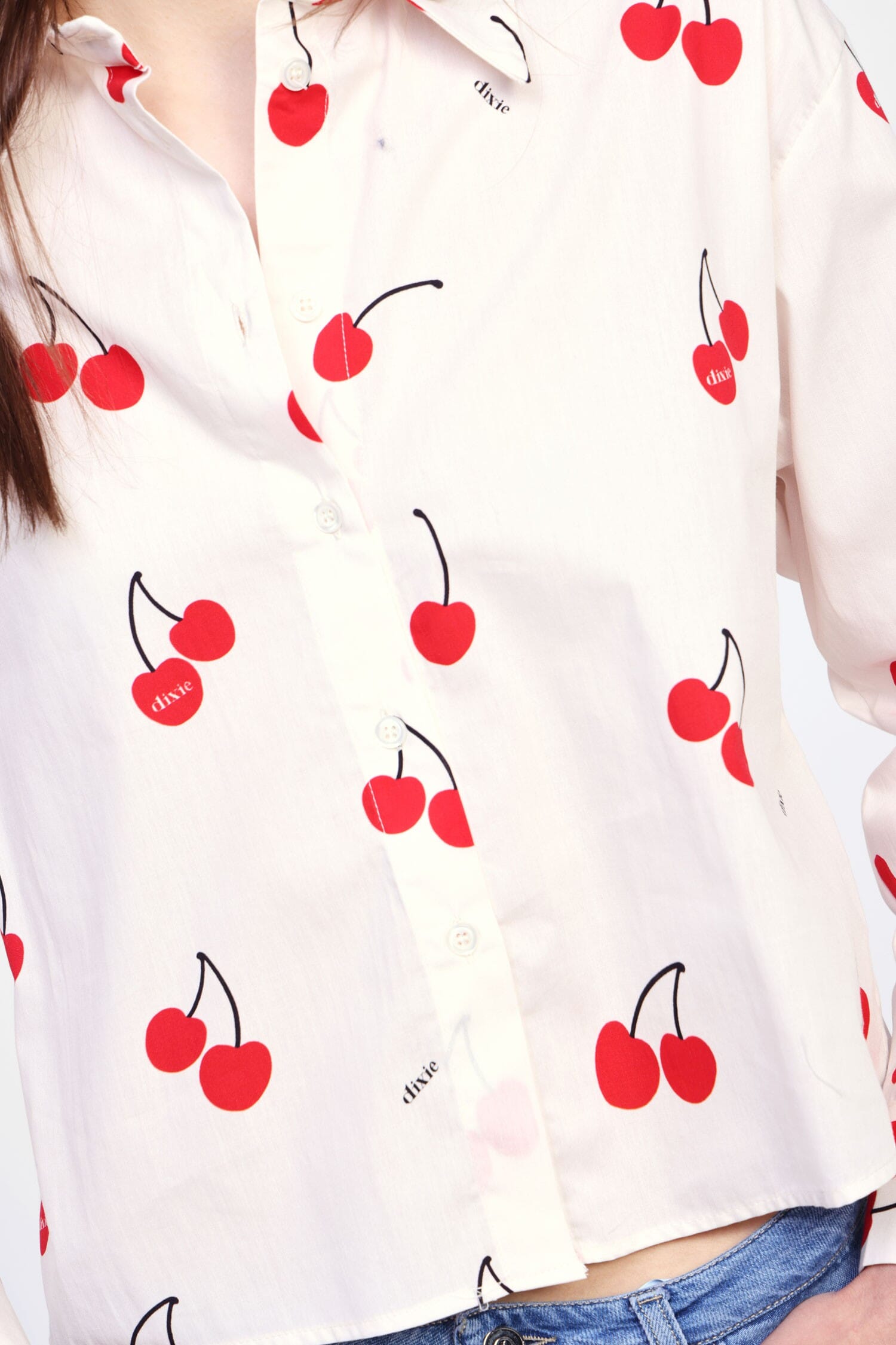 Camicia Con Stampa Ciliegie E Taglio Dritto Dixie