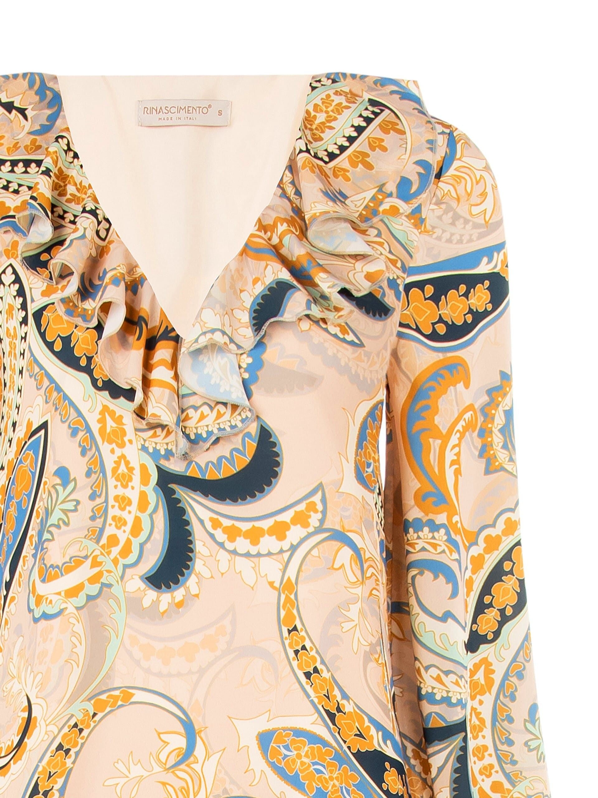 Abito Corto A Trapezio Con Scollo A V E Volant Rinascimento