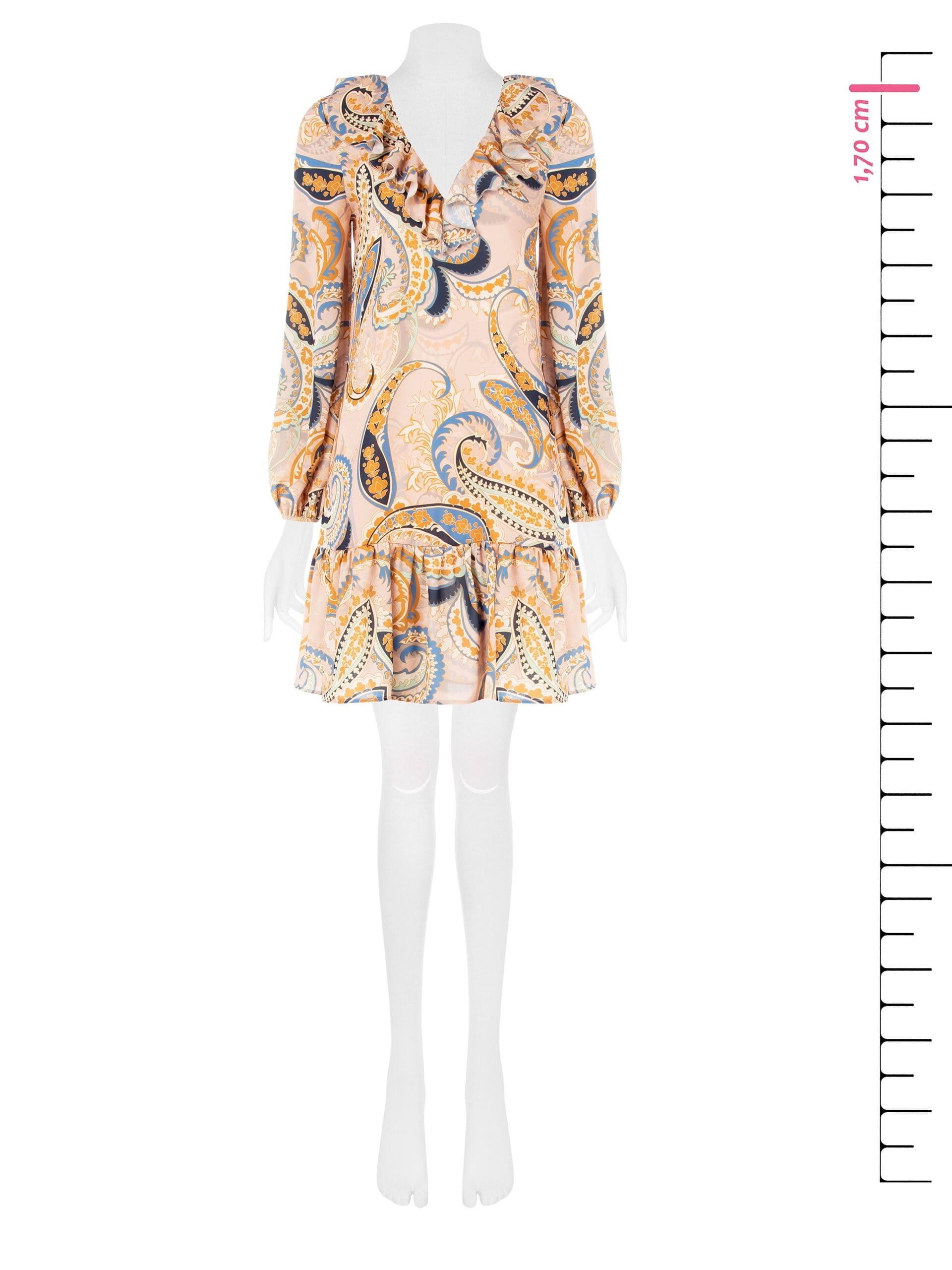 Abito Corto A Trapezio Con Scollo A V E Volant Rinascimento