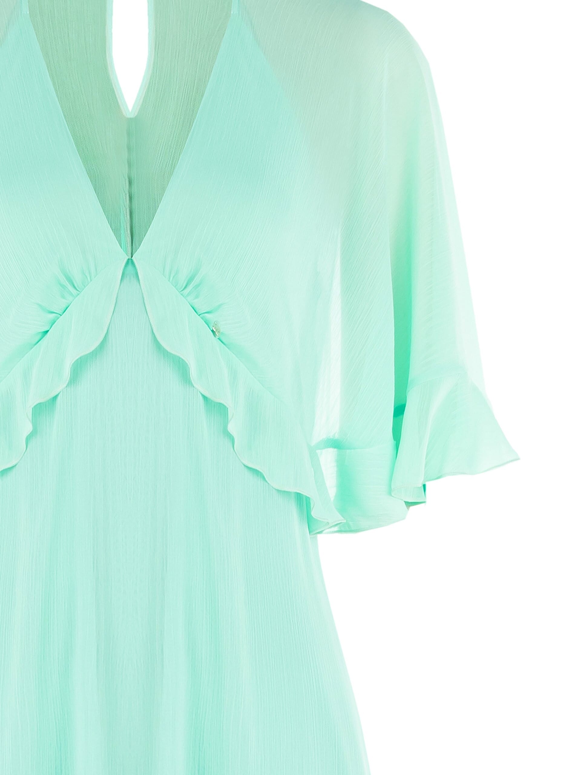 Abito Lungo In Crepon Con Maniche A Mantella Rinascimento