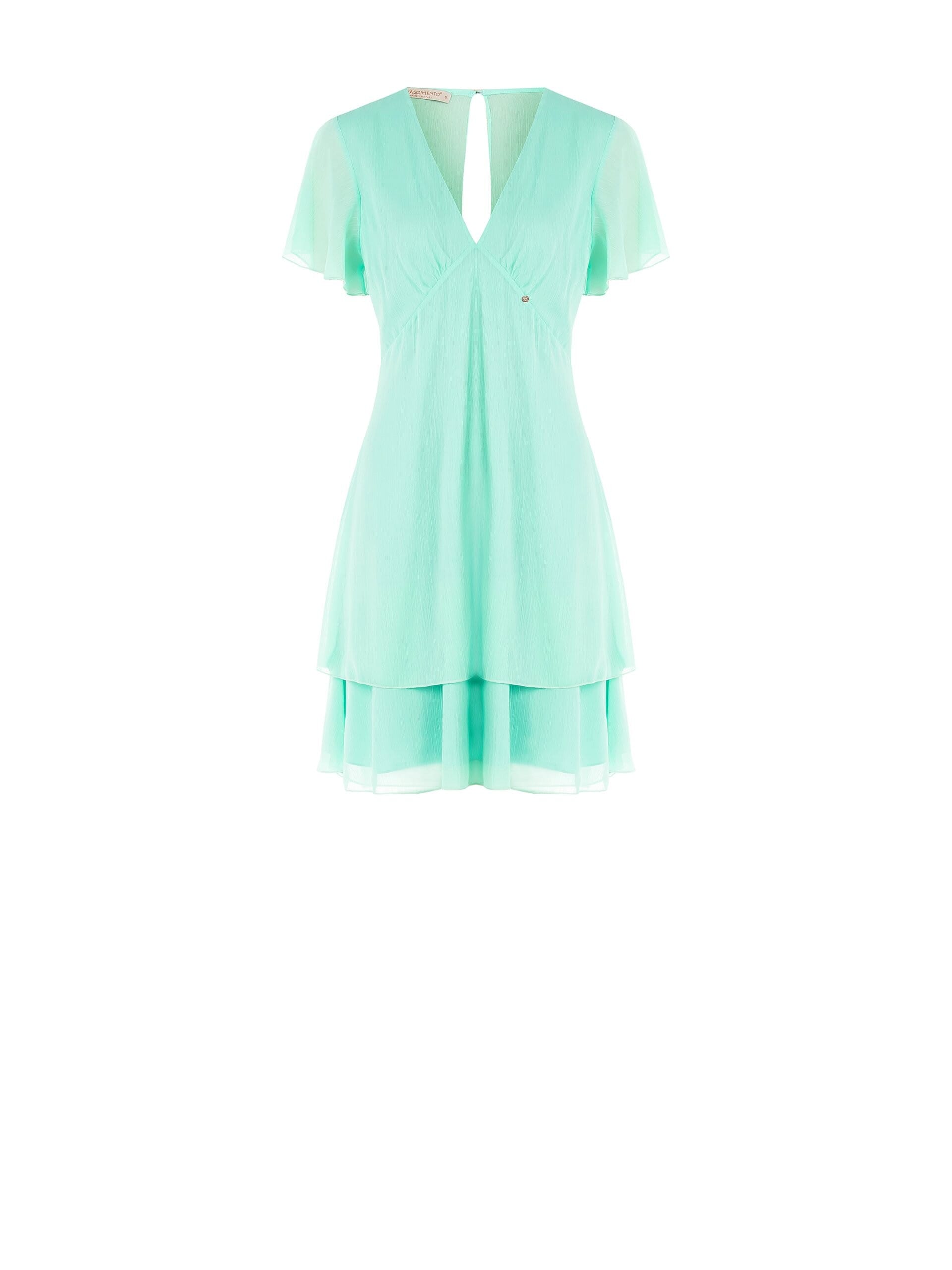 Abito Corto In Georgette A Due Balze Con Scollo A V E Cut-Out Sulla Schiena Rinascimento