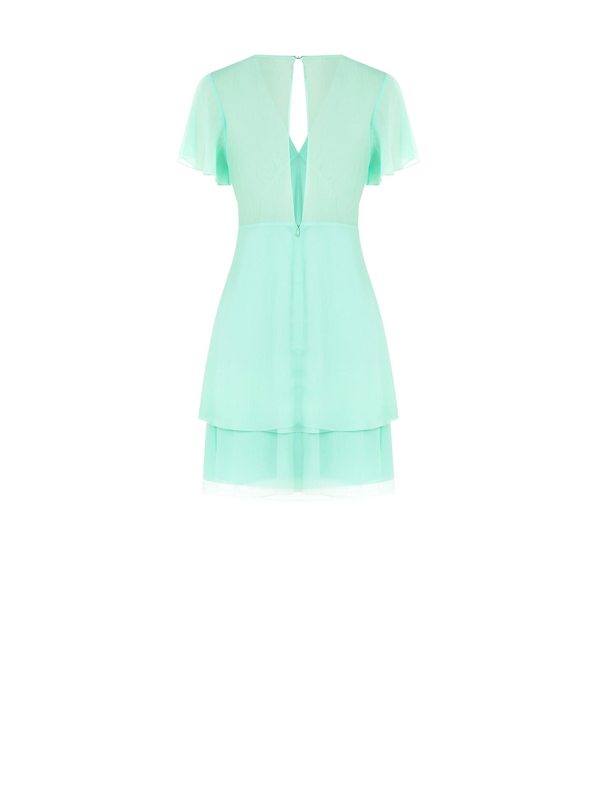 Abito Corto In Georgette A Due Balze Con Scollo A V E Cut-Out Sulla Schiena Rinascimento